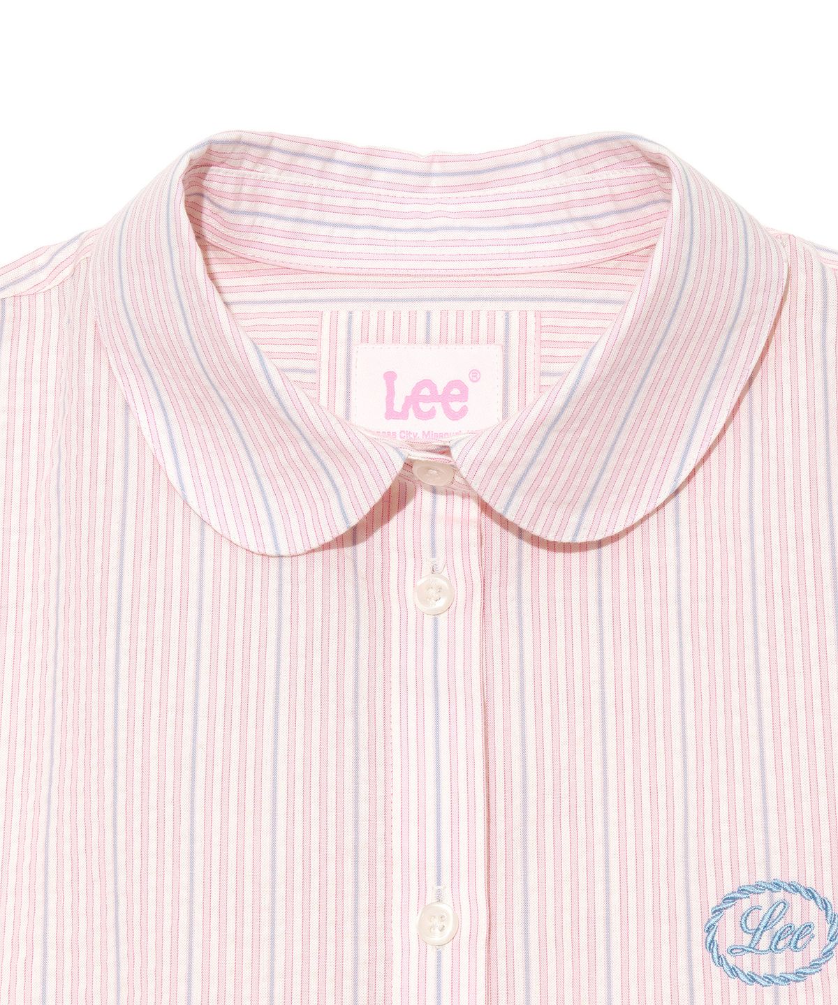 리(LEE) 우먼 시어서커 스트링 반팔 셔츠 핑크