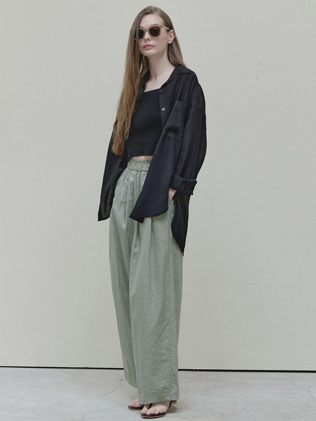 아방(AVANT-G) Summer Wide Banding Pants - khaki