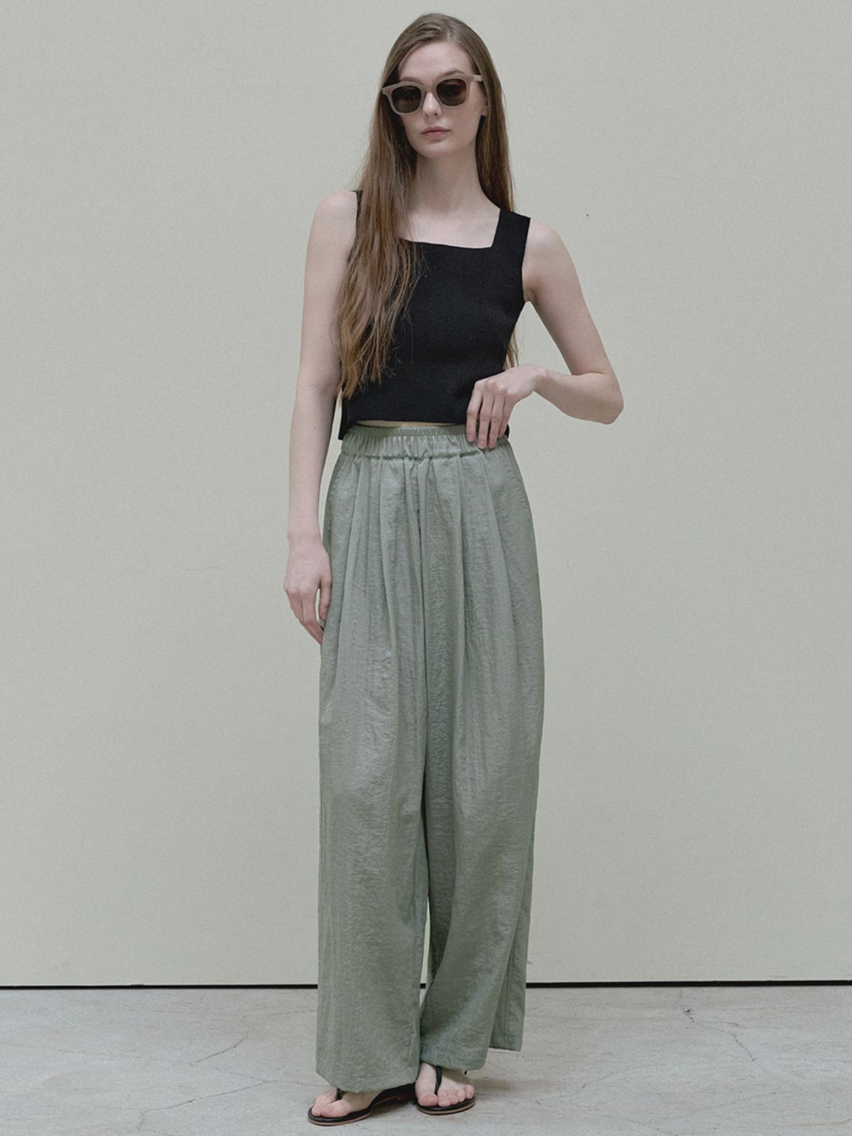 아방(AVANT-G) Summer Wide Banding Pants - khaki