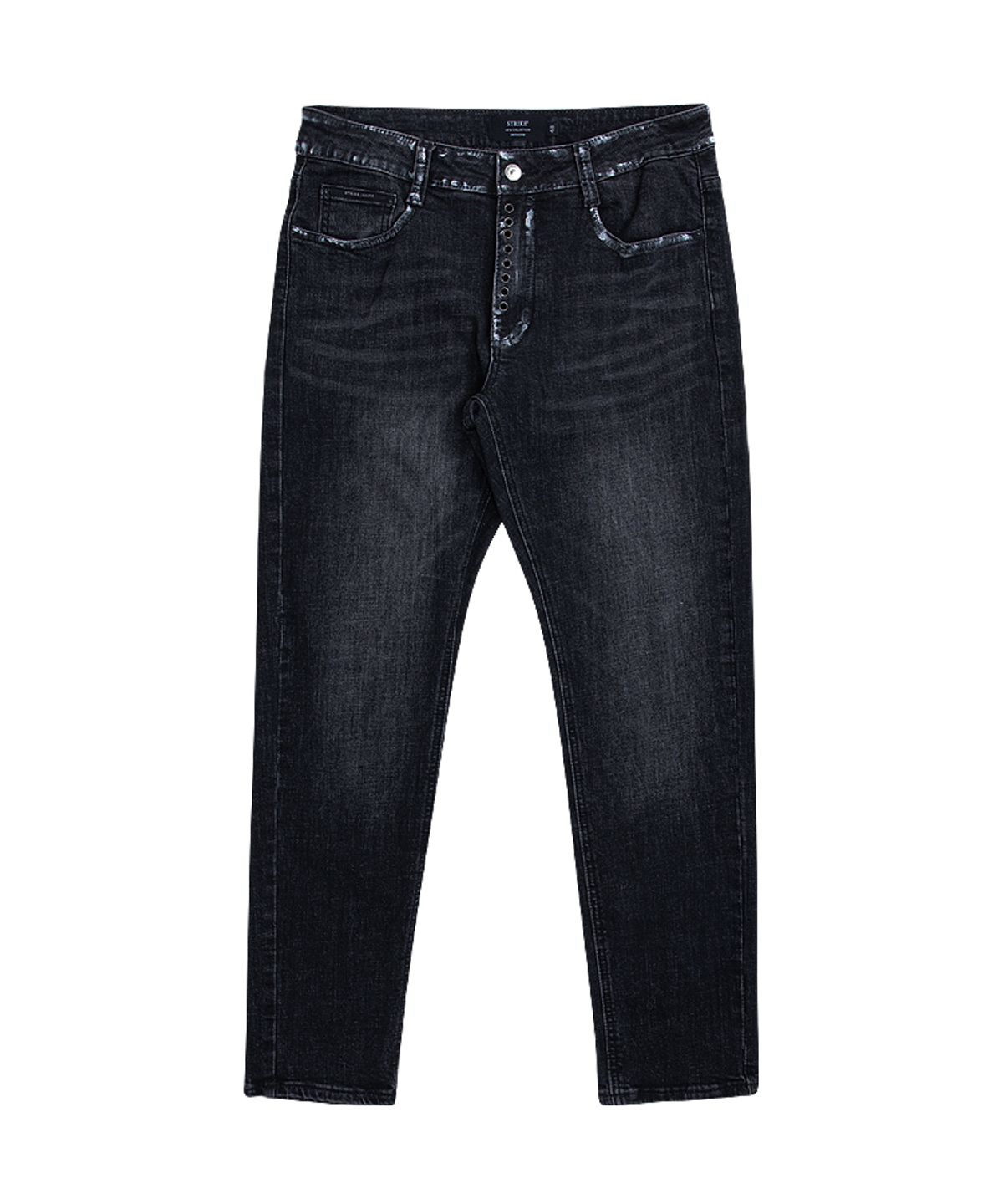 스트라이크(STRIKE) Slub Black Wash Eyelet Jeans (SLIM)