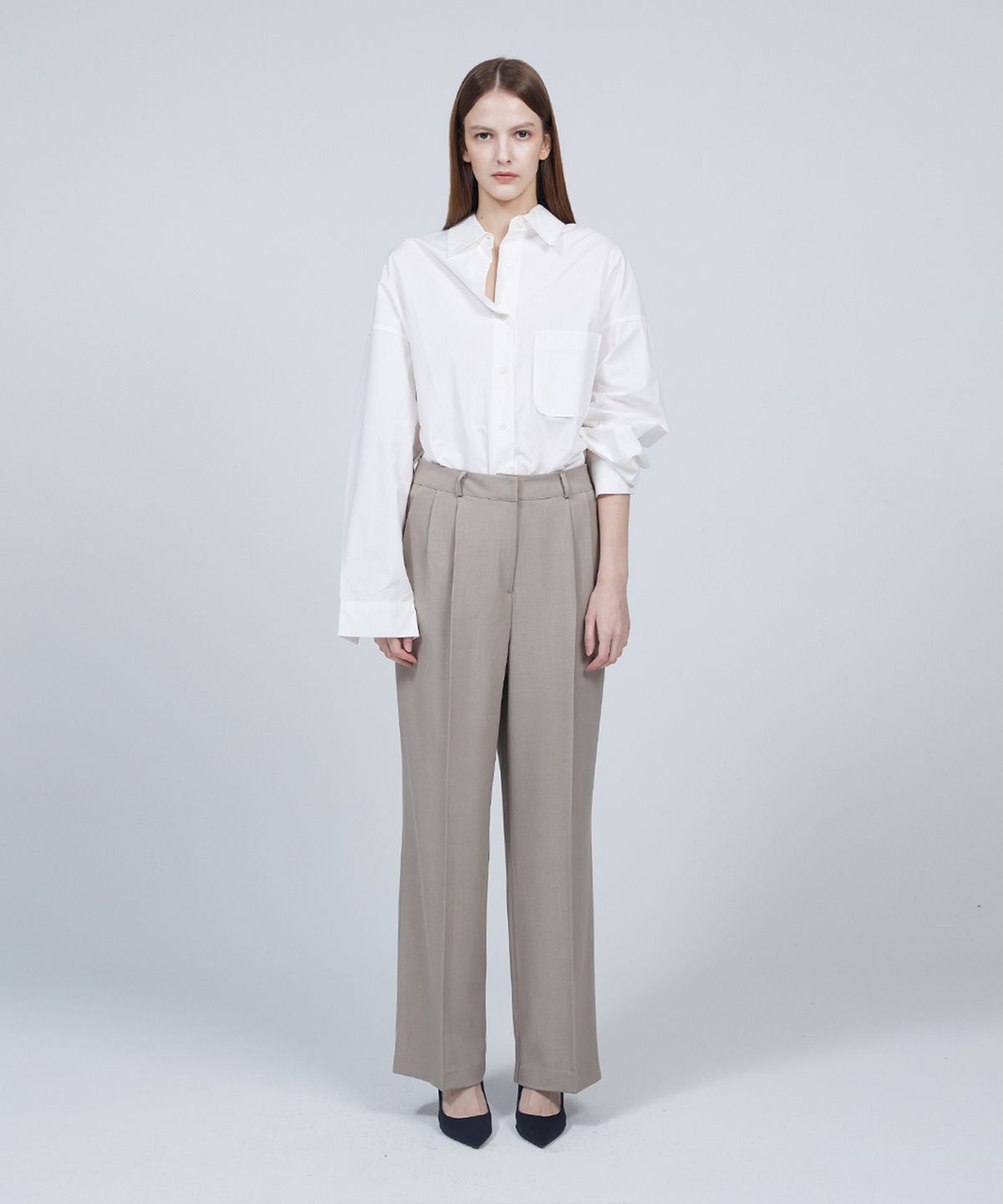 므아므(MMAM) [ESSENTIAL] Pocket basic pin tuck over-fit shirt