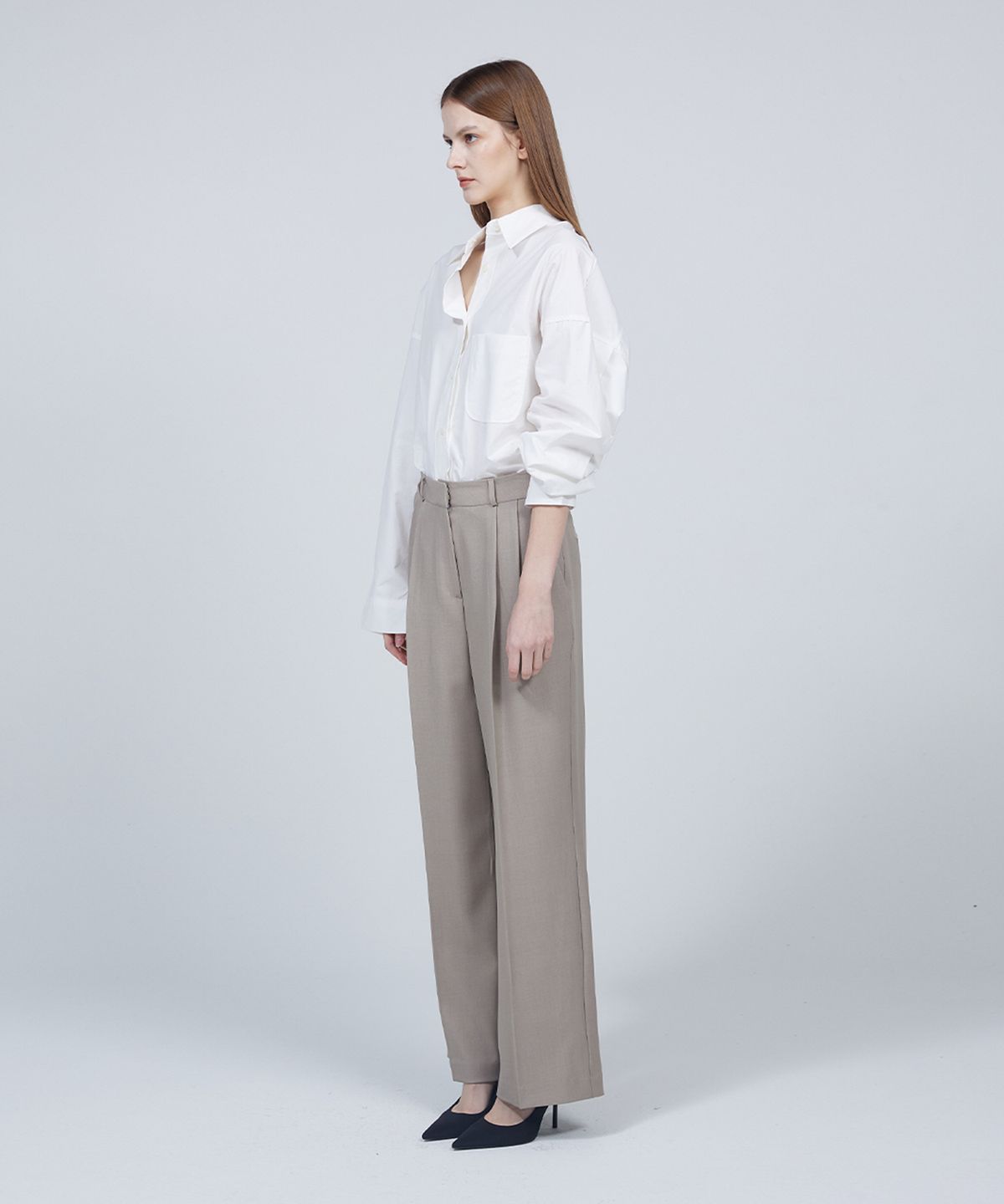 므아므(MMAM) [ESSENTIAL] Pocket basic pin tuck over-fit shirt