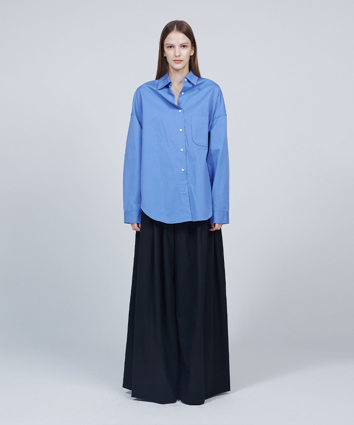 므아므(MMAM) [ESSENTIAL] Pocket basic pin tuck over-fit shirt