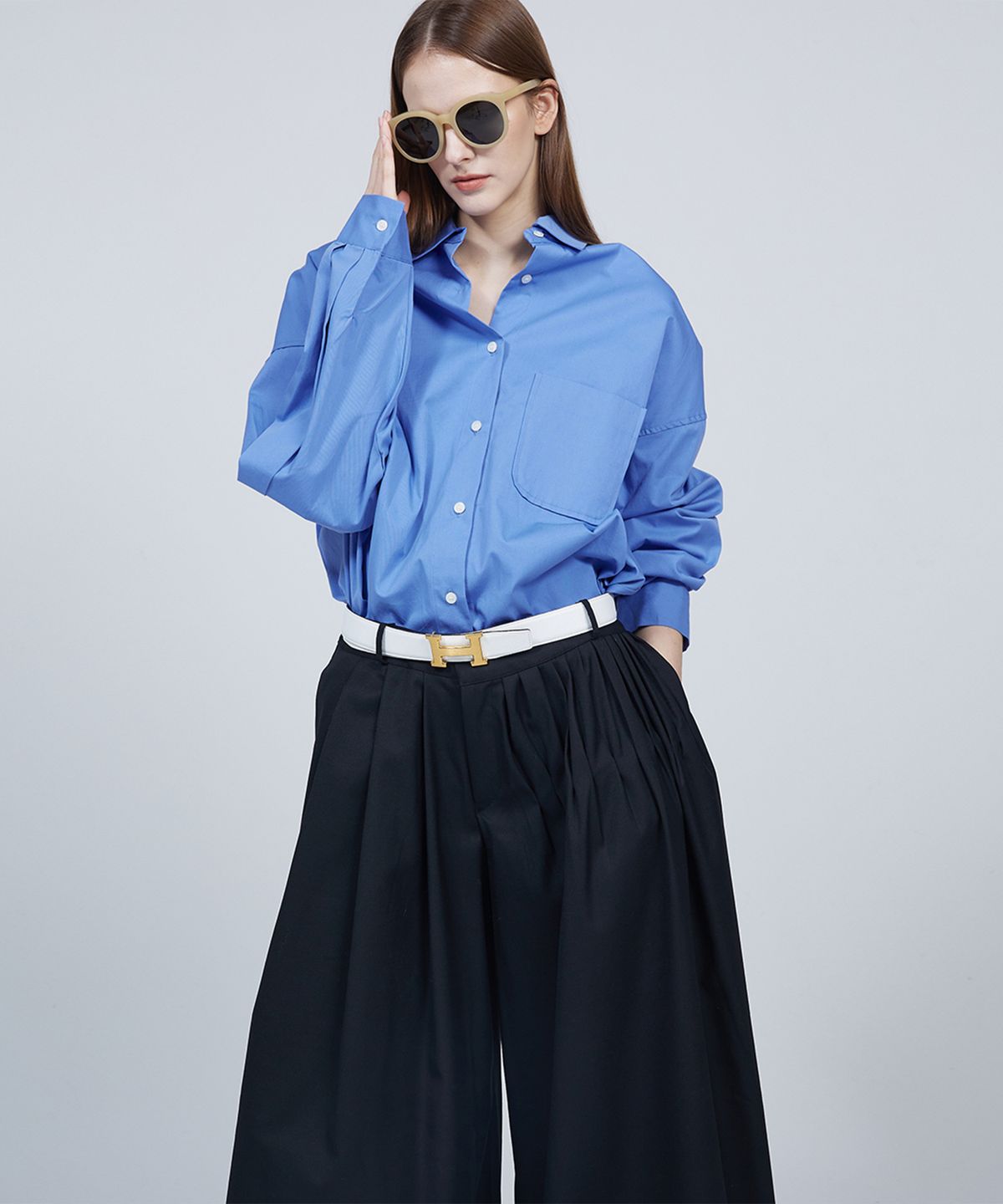 므아므(MMAM) Signature unbalance pin tuck flare slacks