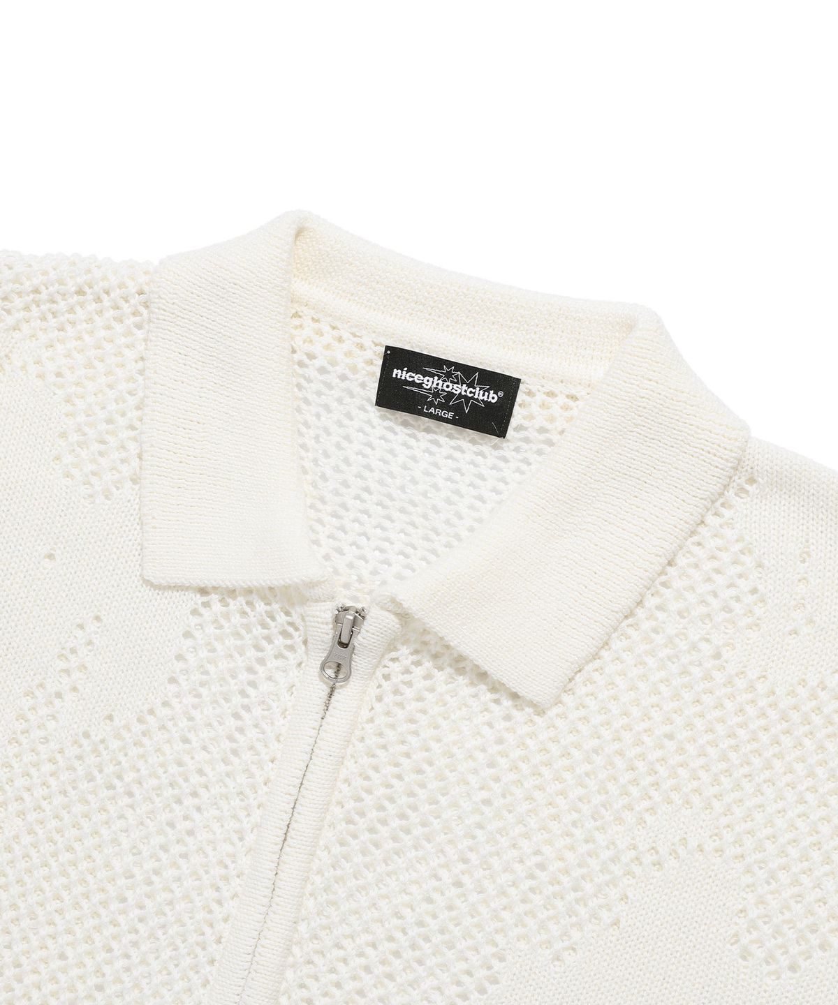 나이스고스트클럽(NICEGHOSTCLUB) ANGEL SHADOW HALF ZIP UP POLO KNIT_IVORY(NG2EMUK682A)