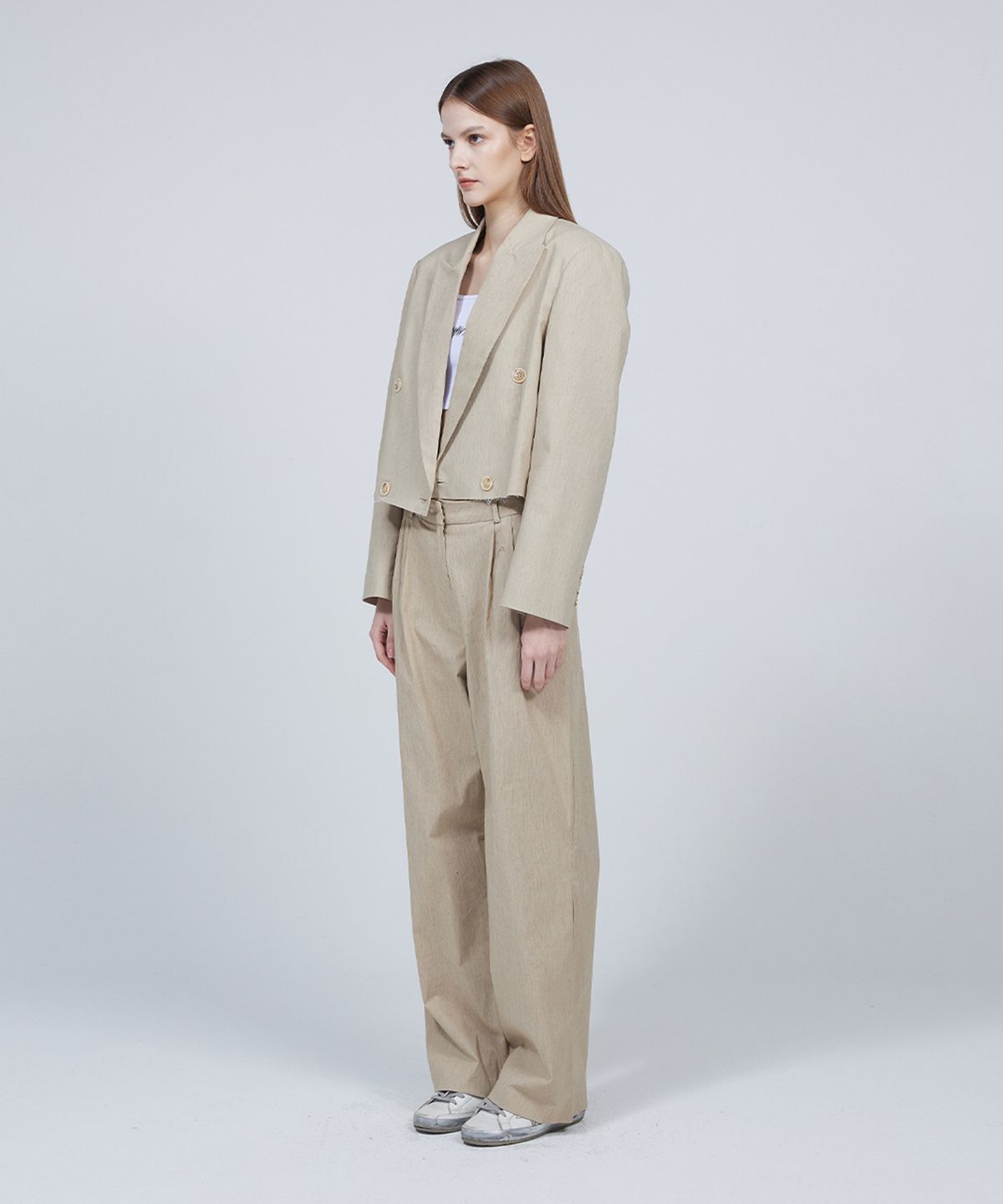 므아므(MMAM) [ESSENTIAL] Linen signature pin tuck slacks