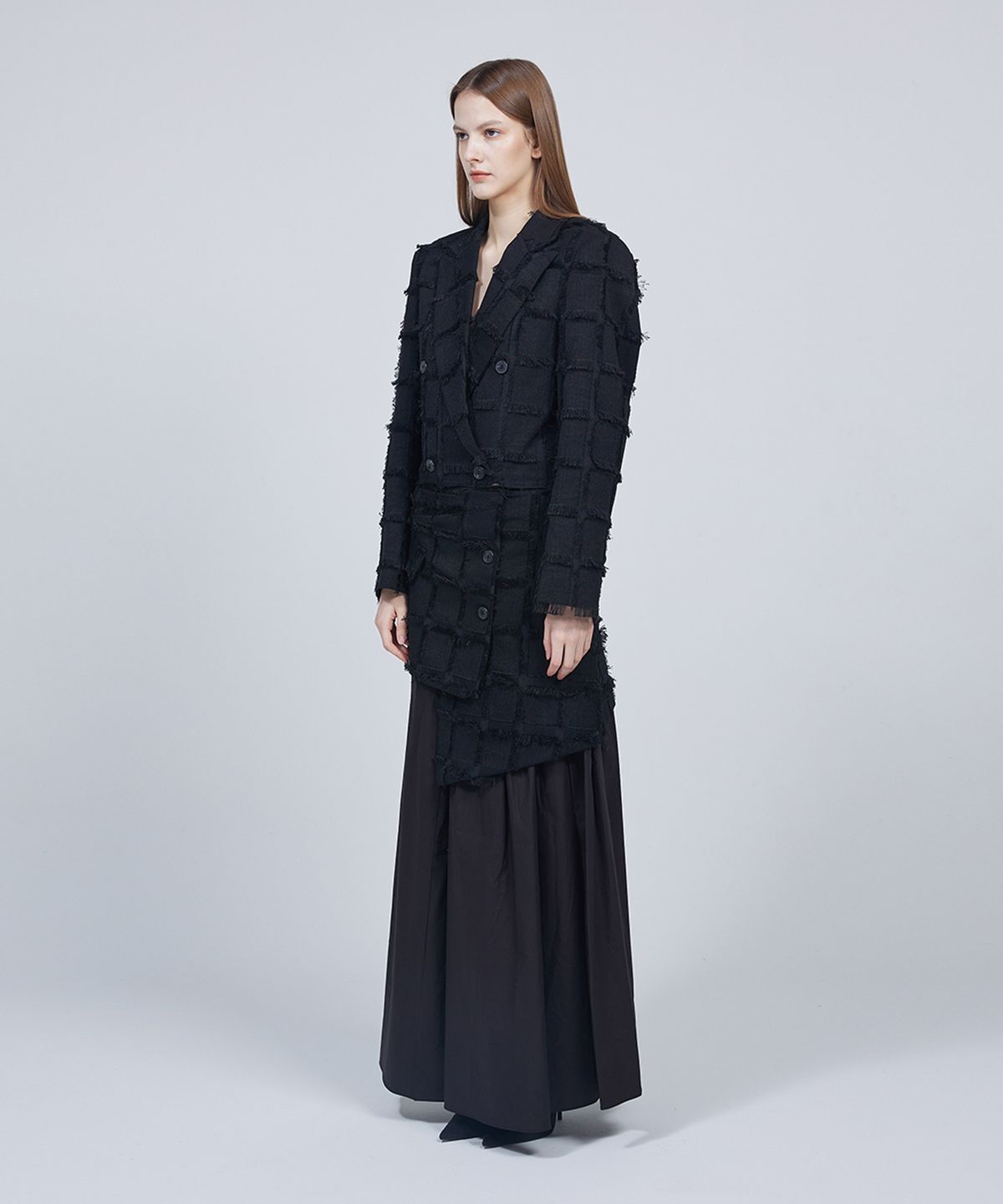 므아므(MMAM) [ESSENTIAL] Fringe double cropped blazer