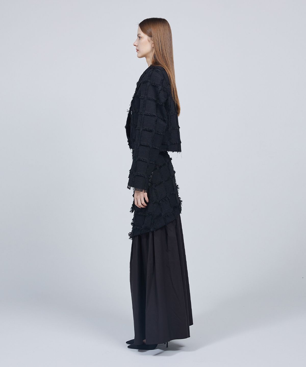 므아므(MMAM) [ESSENTIAL] Fringe double cropped blazer