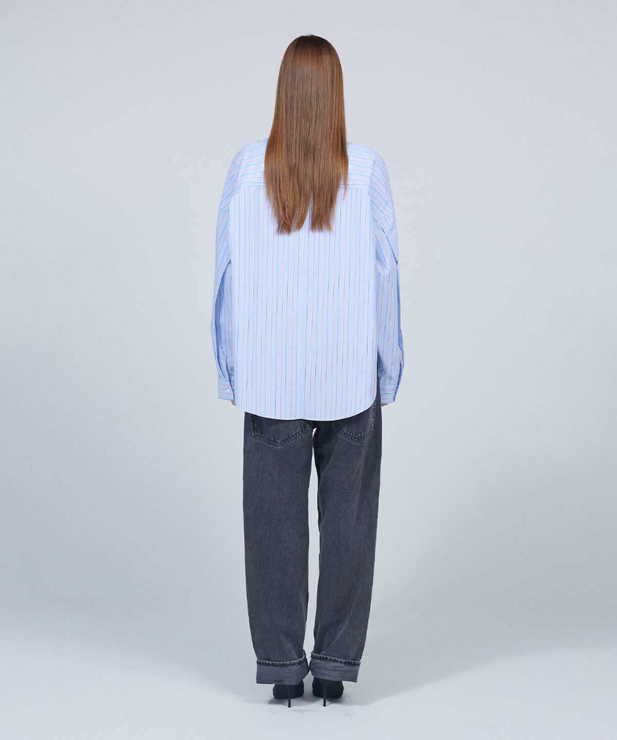 므아므(MMAM) [ESSENTIAL] Stripe pocket pin tuck over-fit shirt