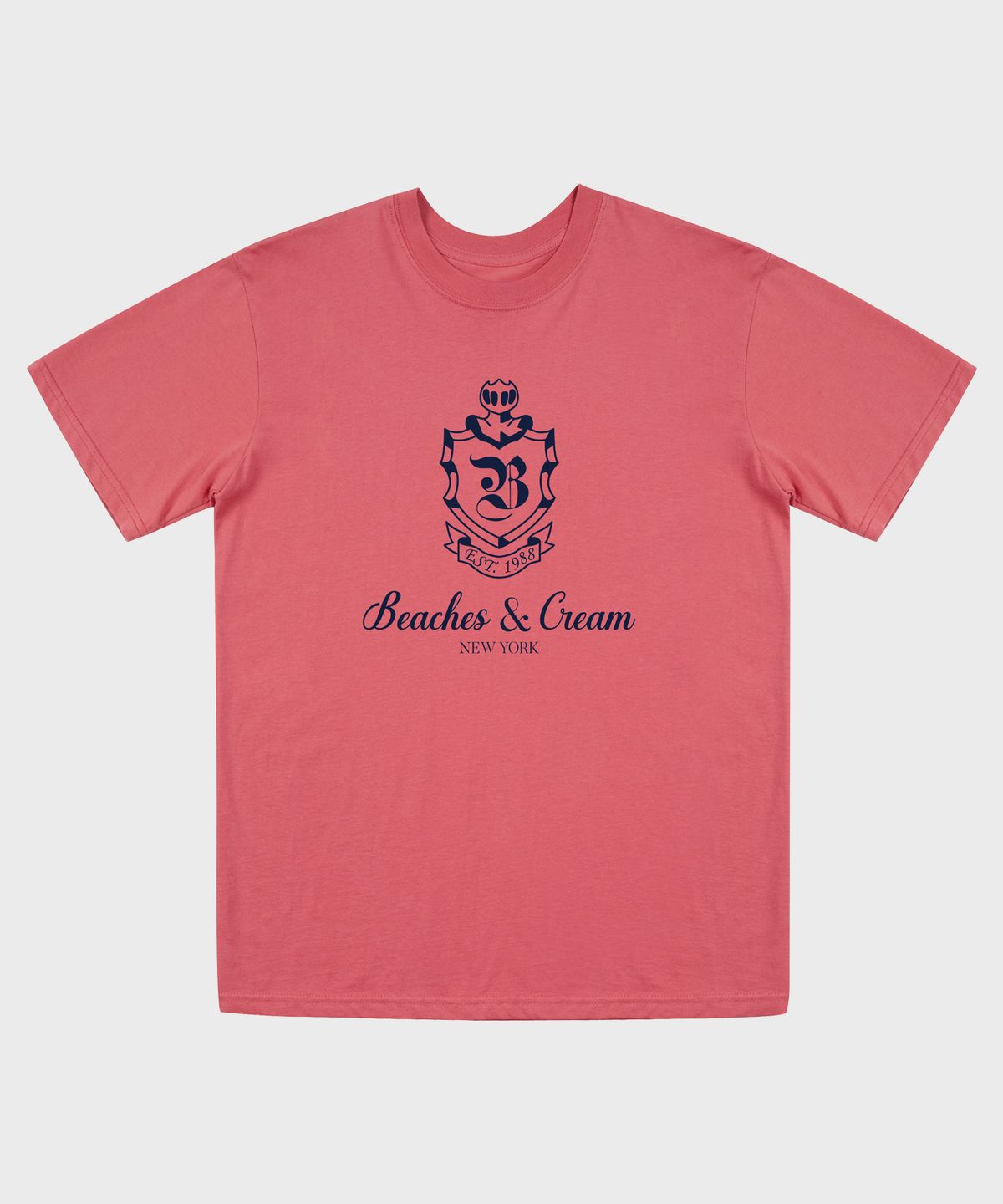 비치스앤크림(BEACHESANDCREAM) CROWN EST.1988 SHORT SLEEVES-PINK