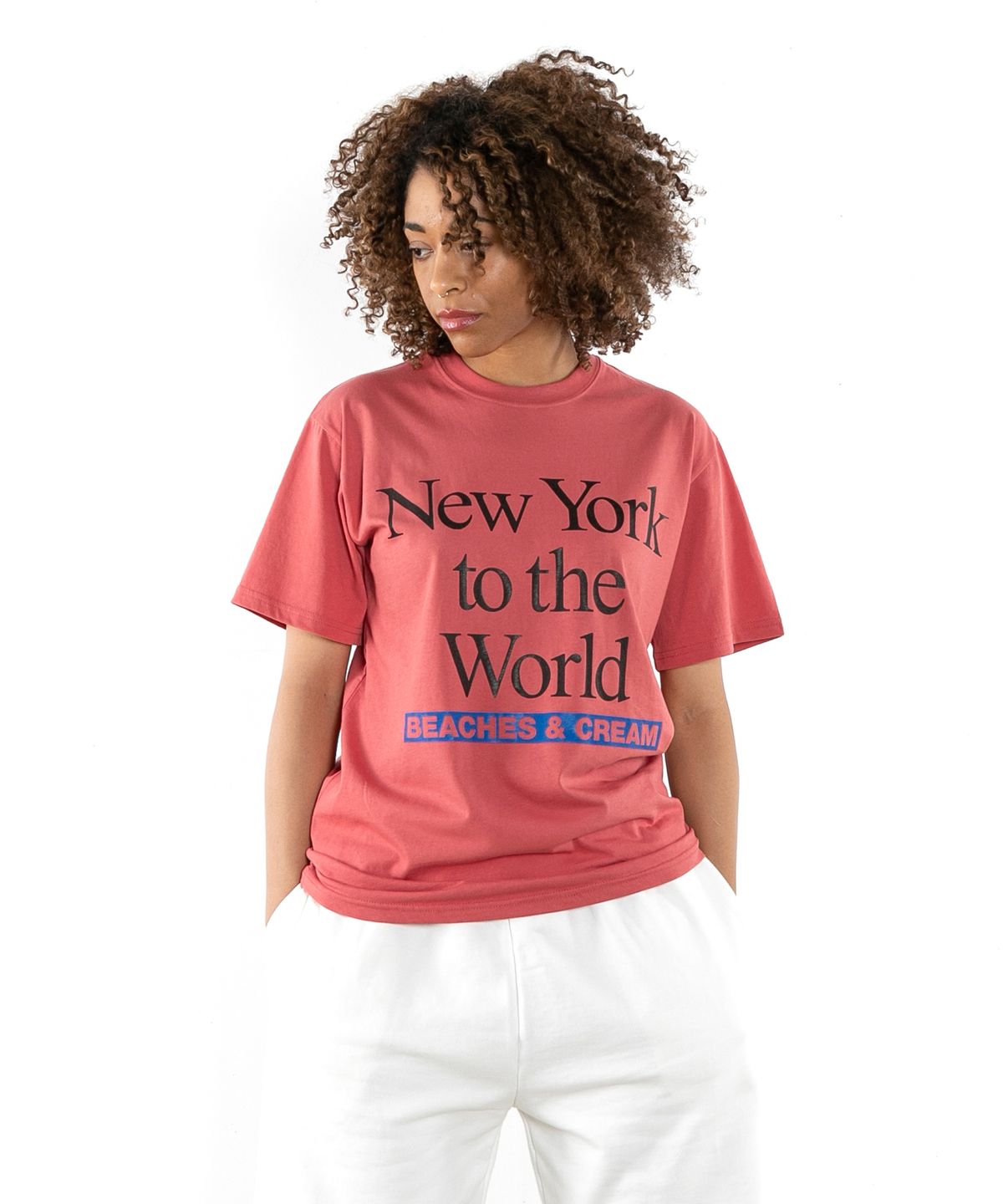 비치스앤크림(BEACHESANDCREAM) NEW YORK SHORT SLEEVES-PINK