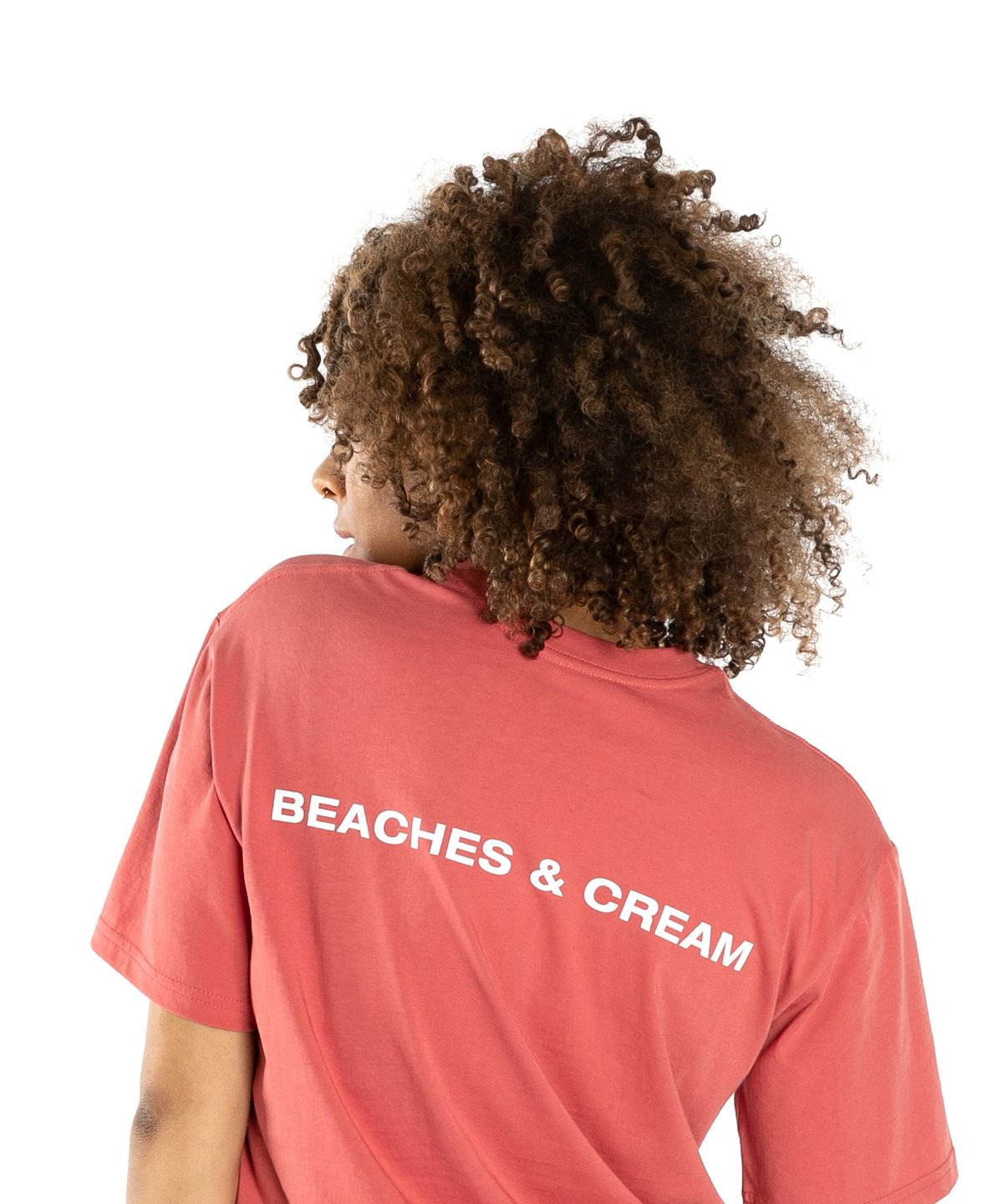 비치스앤크림(BEACHESANDCREAM) SIMPLE LOGO SHORT SLEEVES-PINK