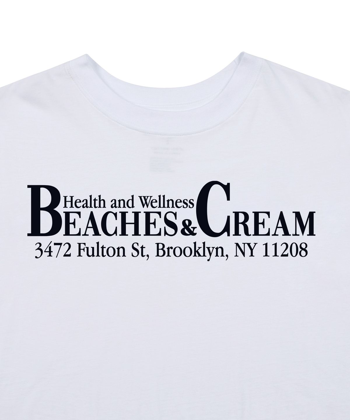 비치스앤크림(BEACHESANDCREAM) [CROP FIT]HEALTH AND WELLNESS SHORT SLEEVES-WHITE
