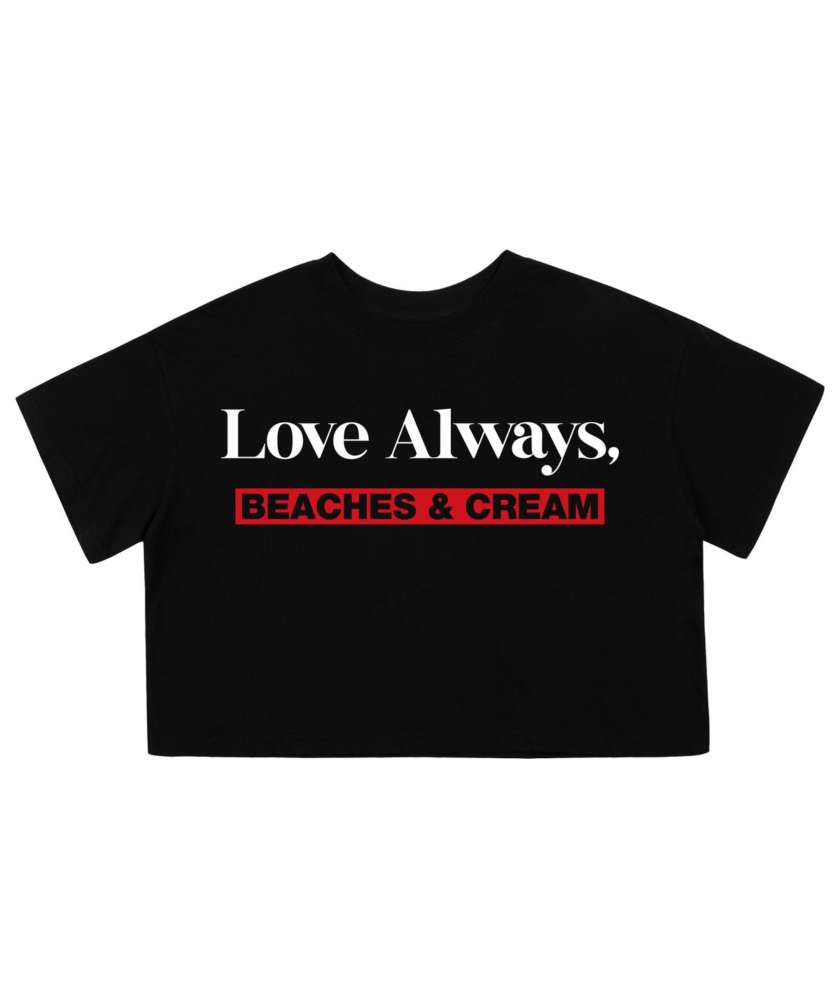 비치스앤크림(BEACHESANDCREAM) [CROP FIT]LOVE ALWAYS SHORT SLEEVES-BLACK