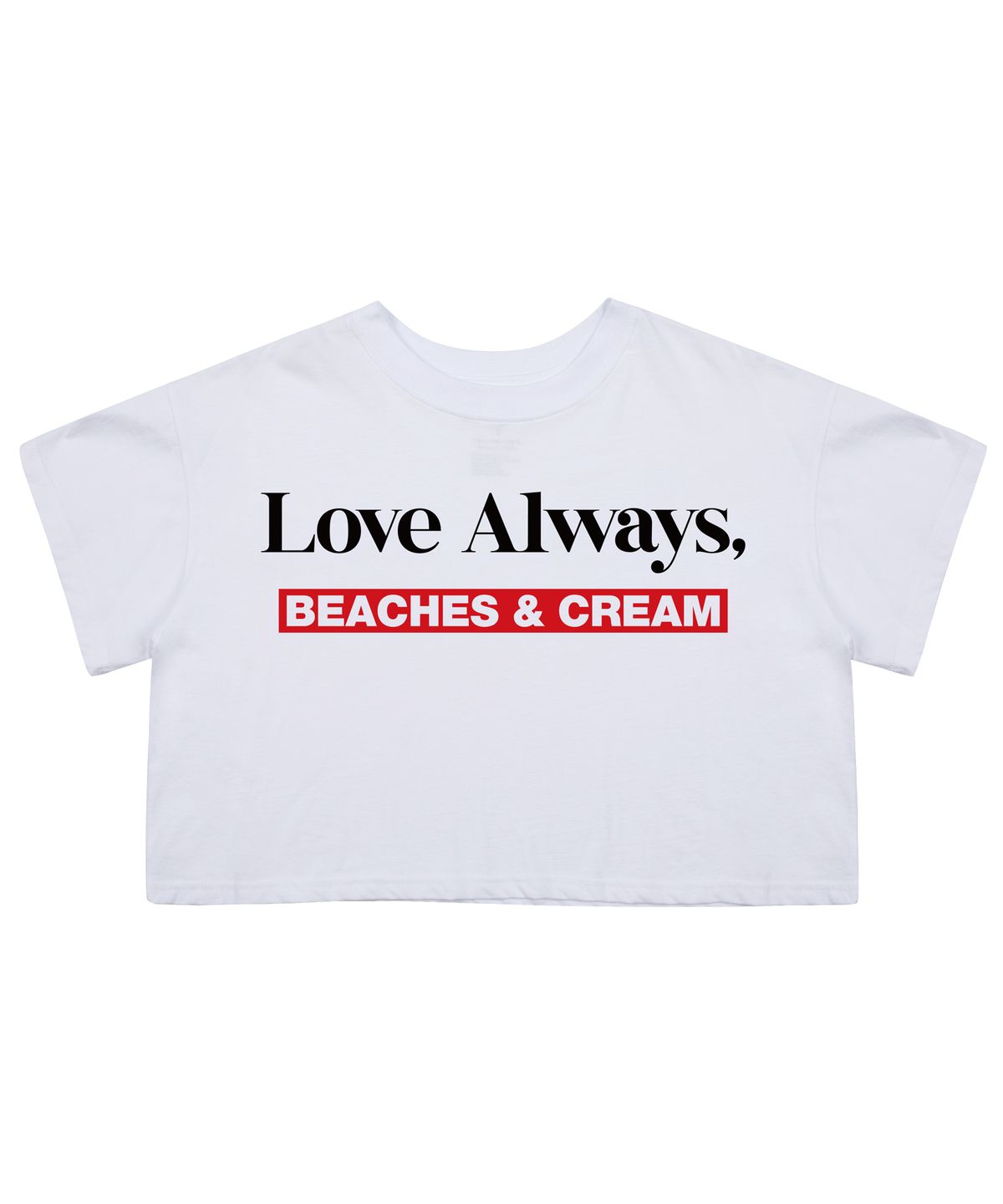 비치스앤크림(BEACHESANDCREAM) [CROP FIT]LOVE ALWAYS SHORT SLEEVES-WHITE