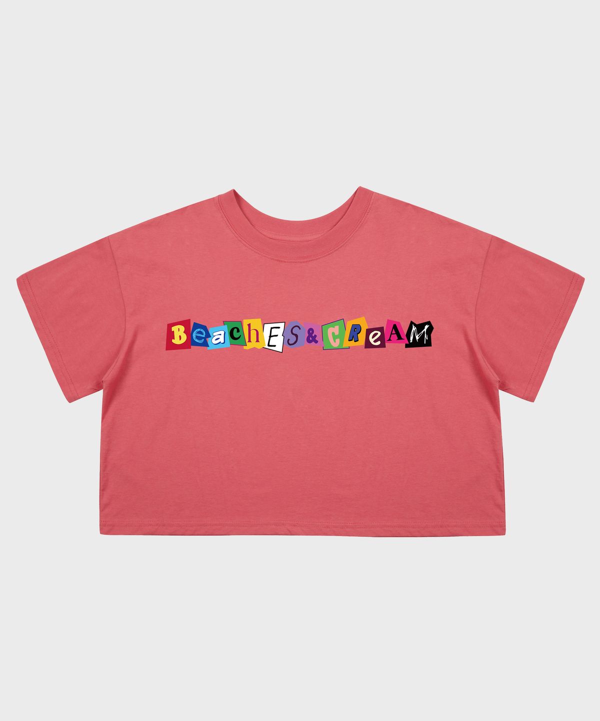 비치스앤크림(BEACHESANDCREAM) [CROP FIT]MULTI COLOR SHORT SLEEVES-PINK