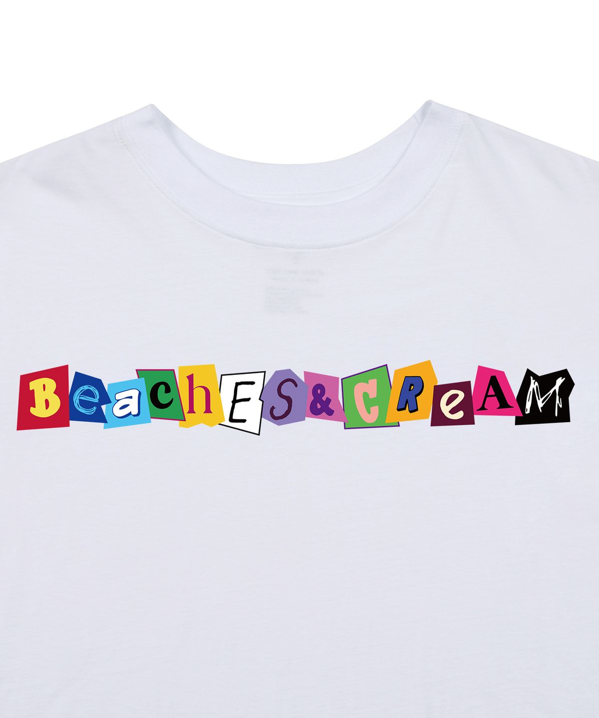 비치스앤크림(BEACHESANDCREAM) [CROP FIT]MULTI COLOR SHORT SLEEVES-WHITE