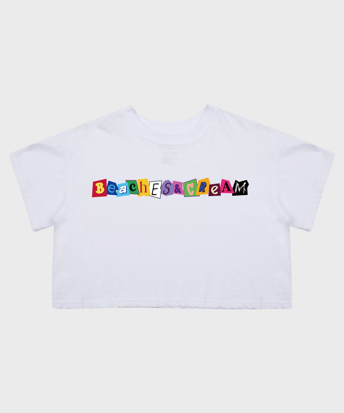 비치스앤크림(BEACHESANDCREAM) [CROP FIT]MULTI COLOR SHORT SLEEVES-WHITE