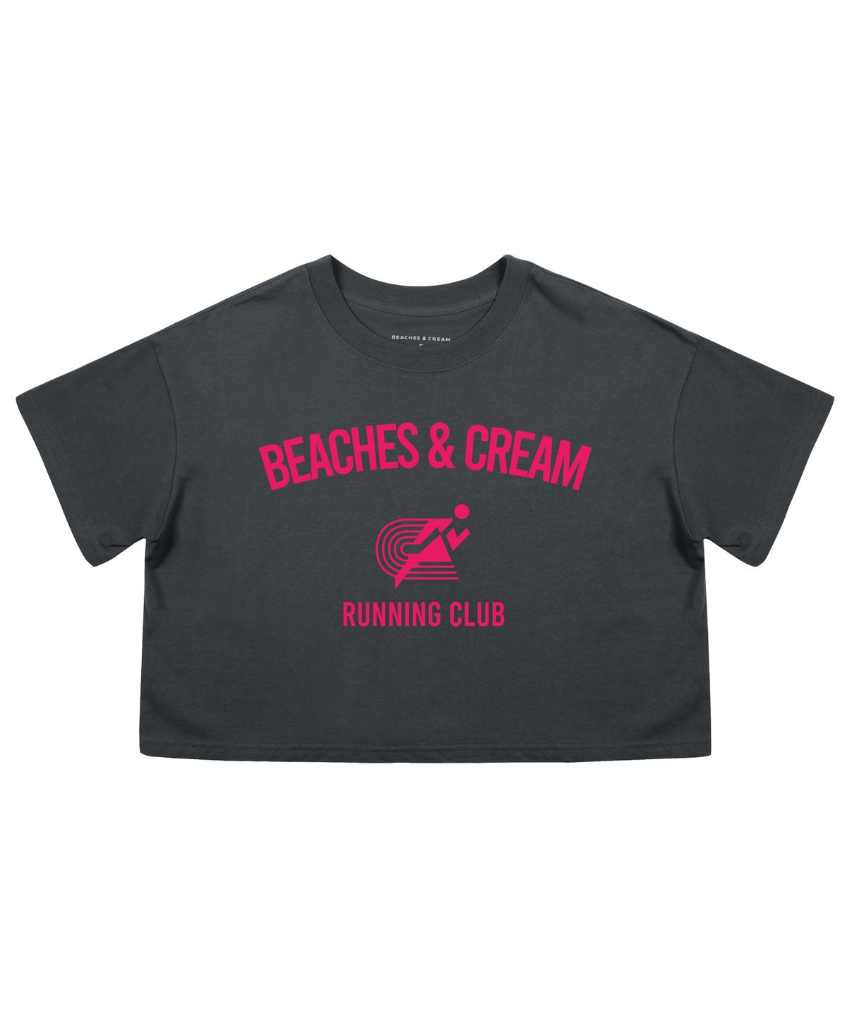비치스앤크림(BEACHESANDCREAM) [CROP FIT]RUNNING CLUB SHORT SLEEVES-CHARCOAL