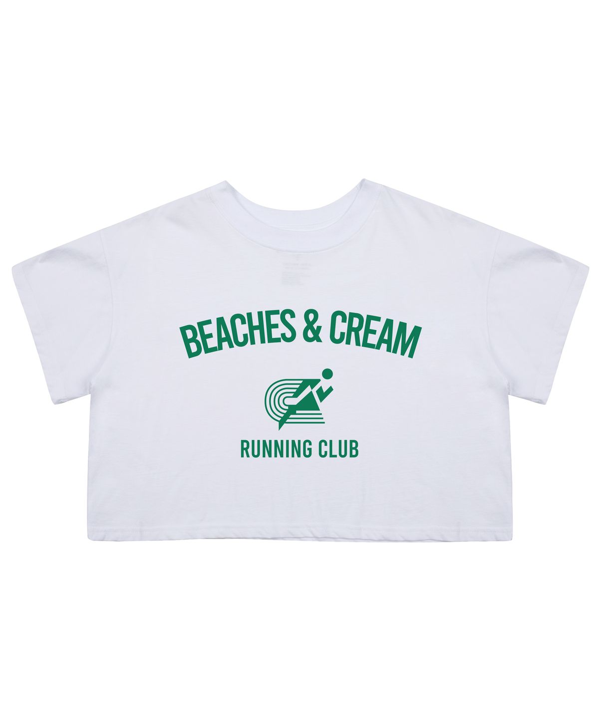 비치스앤크림(BEACHESANDCREAM) [CROP FIT]RUNNING CLUB SHORT SLEEVES-WHITE