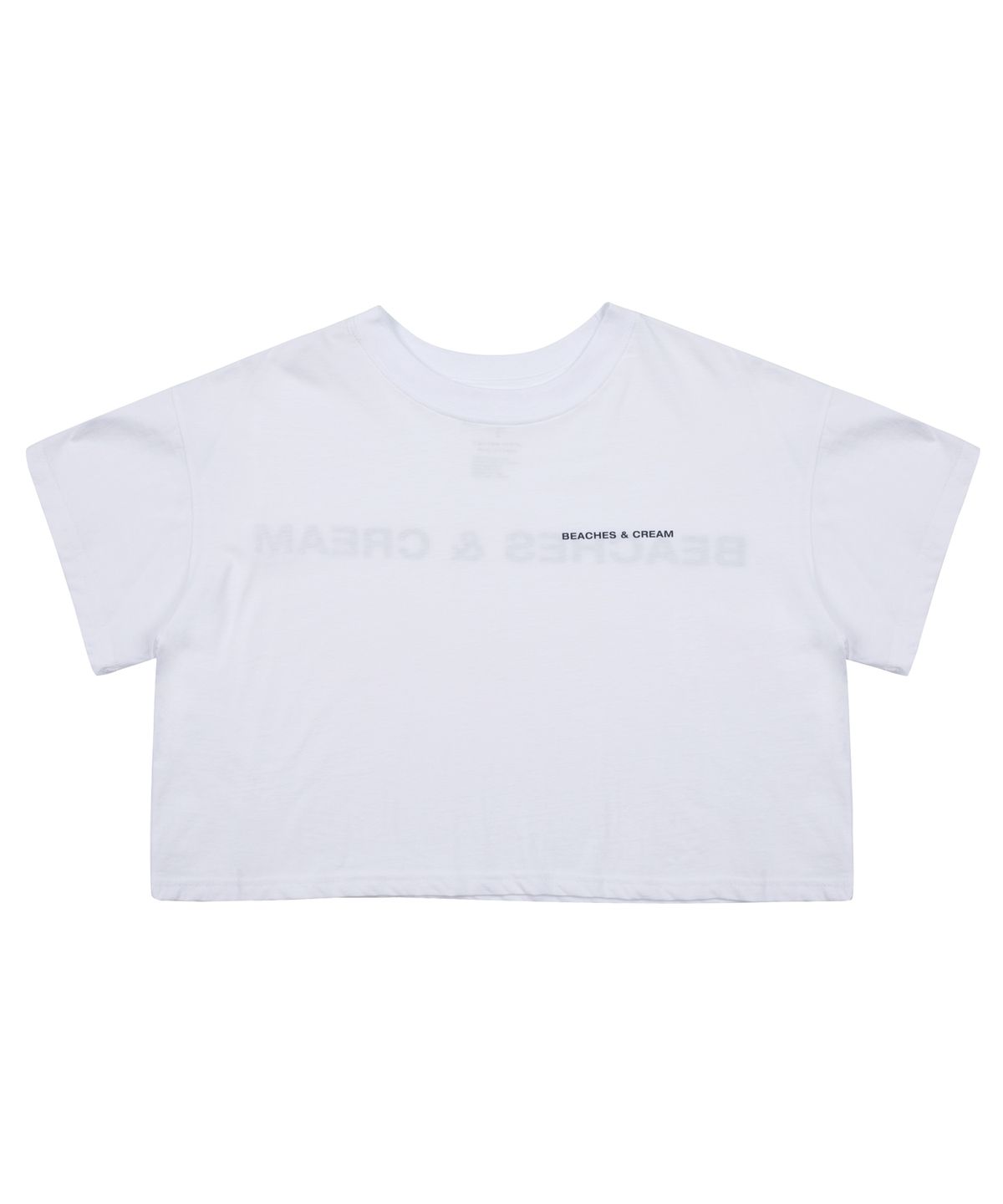 비치스앤크림(BEACHESANDCREAM) [CROP FIT]SIMPLE LOGO SHORT SLEEVES-WHITE
