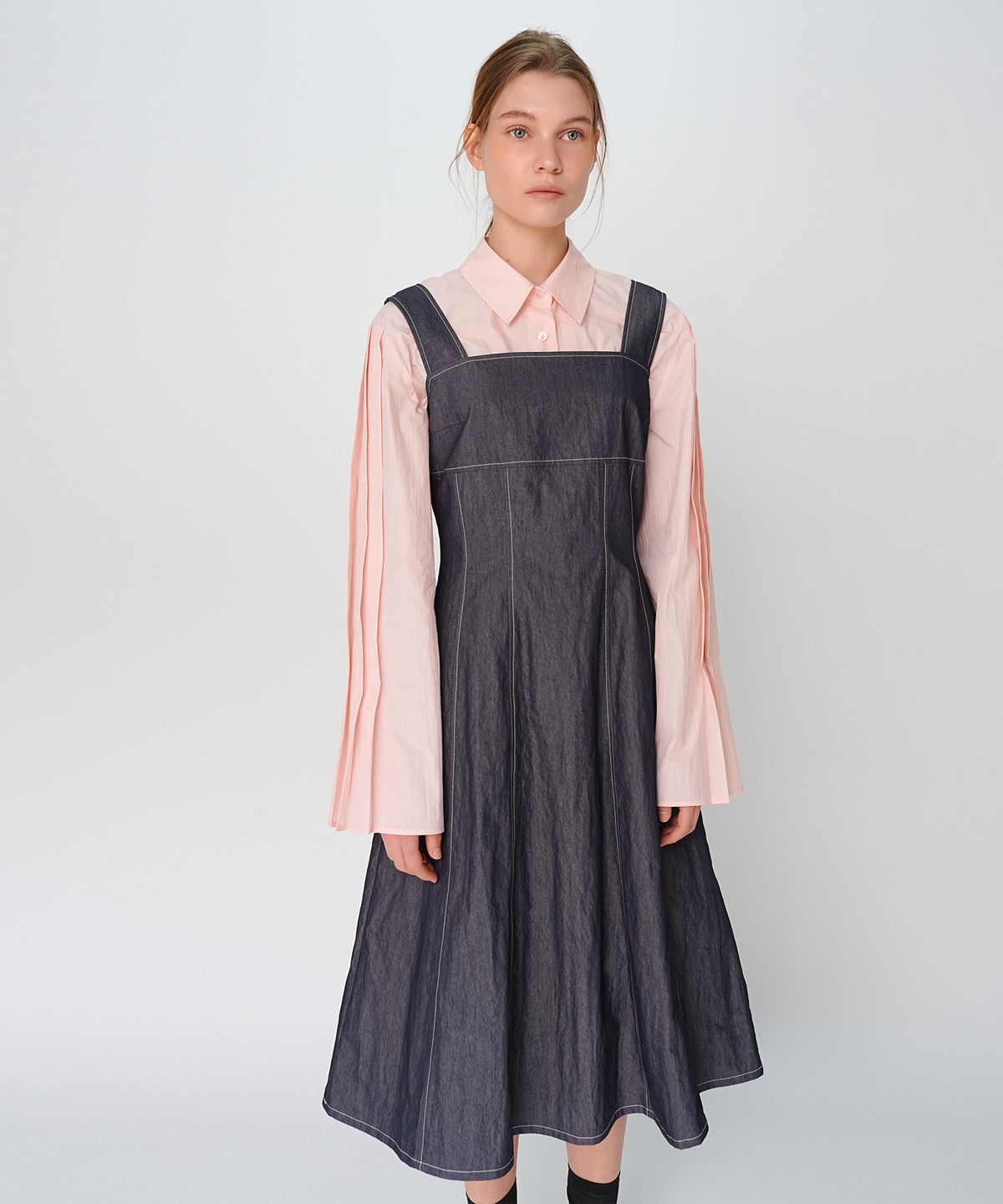 폴앤앨리스(PAUL&ALICE) PLEATS SLEEVE SHIRT / PINK