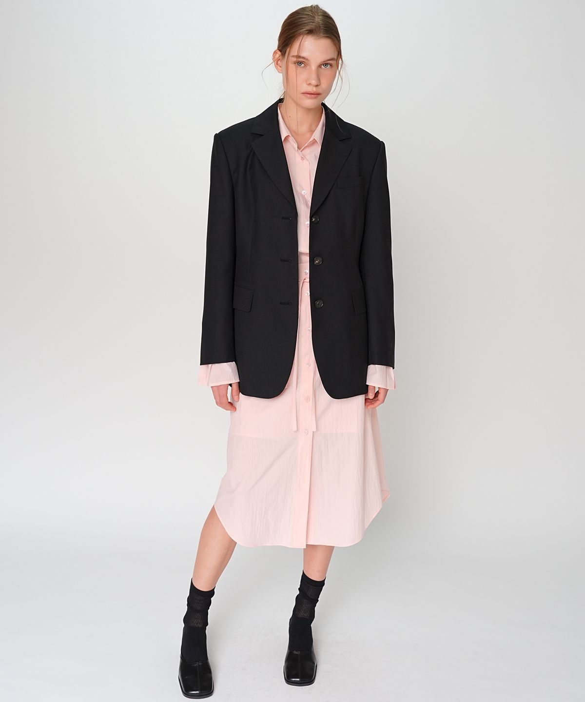 폴앤앨리스(PAUL&ALICE) PLEATS SLEEVE SHIRT / PINK