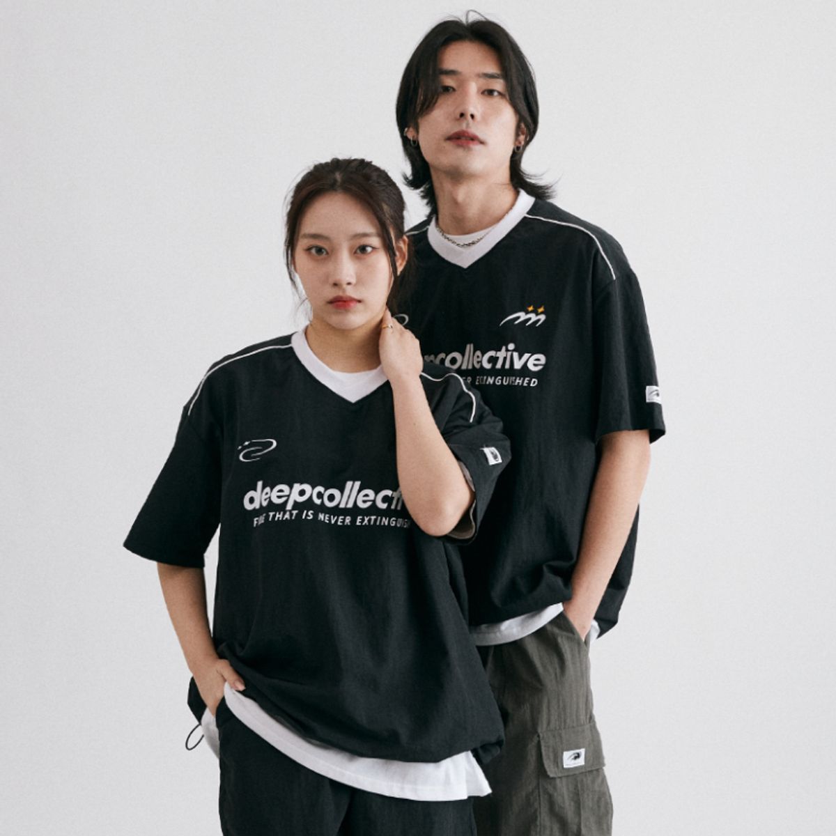 딥컬렉티브(DEEP COLLECTIVE) 나일론 스트링 반팔 티셔츠_블랙