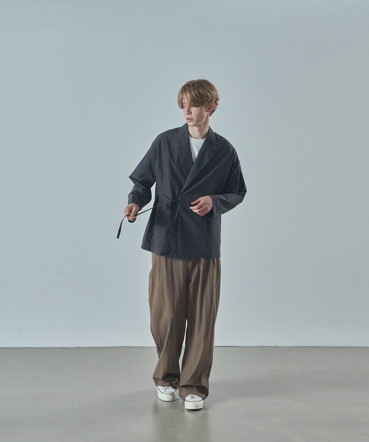 라드에디션(LAD EDITION) 리플 와이드 팬츠_카멜 브라운
