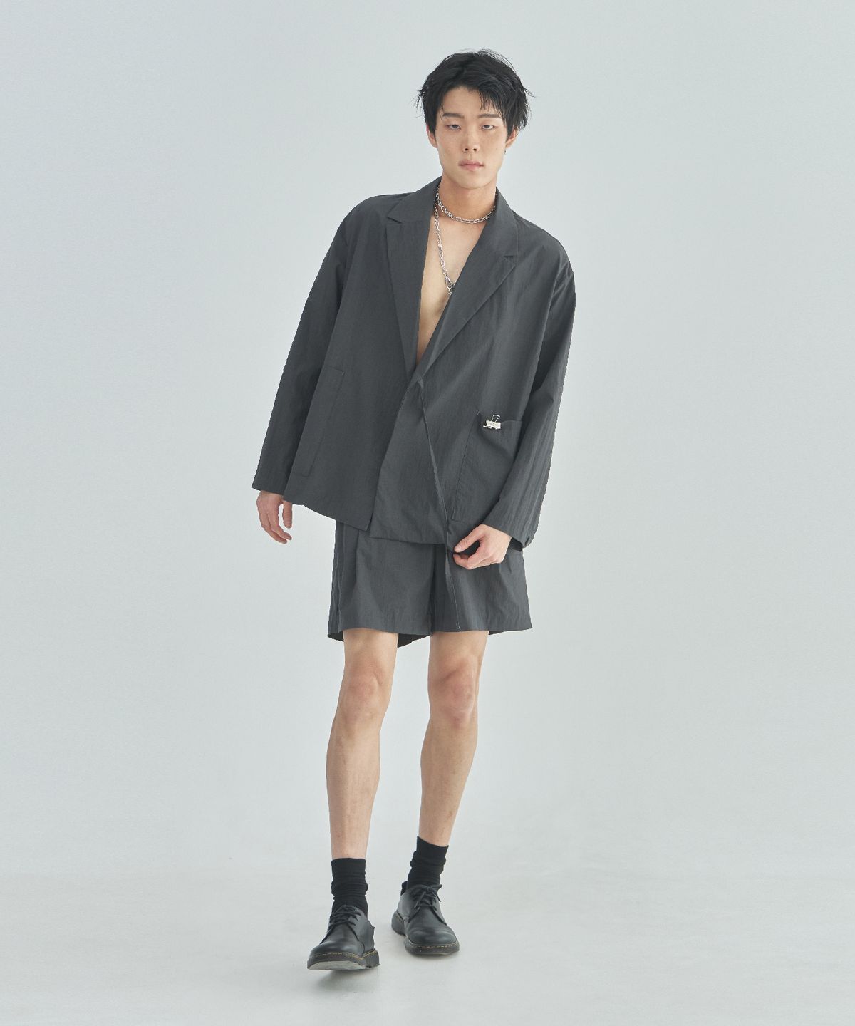 라드에디션(LAD EDITION) 로움 셔츠 자켓_차콜