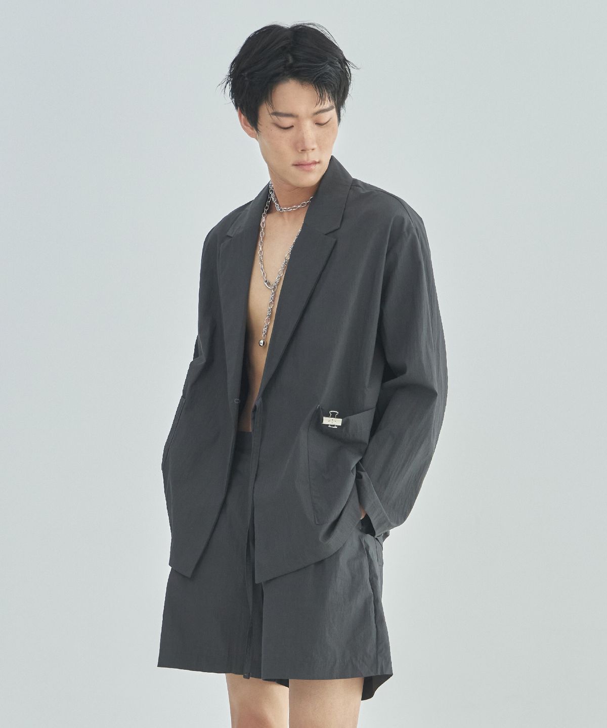 라드에디션(LAD EDITION) 로움 셔츠 자켓_차콜