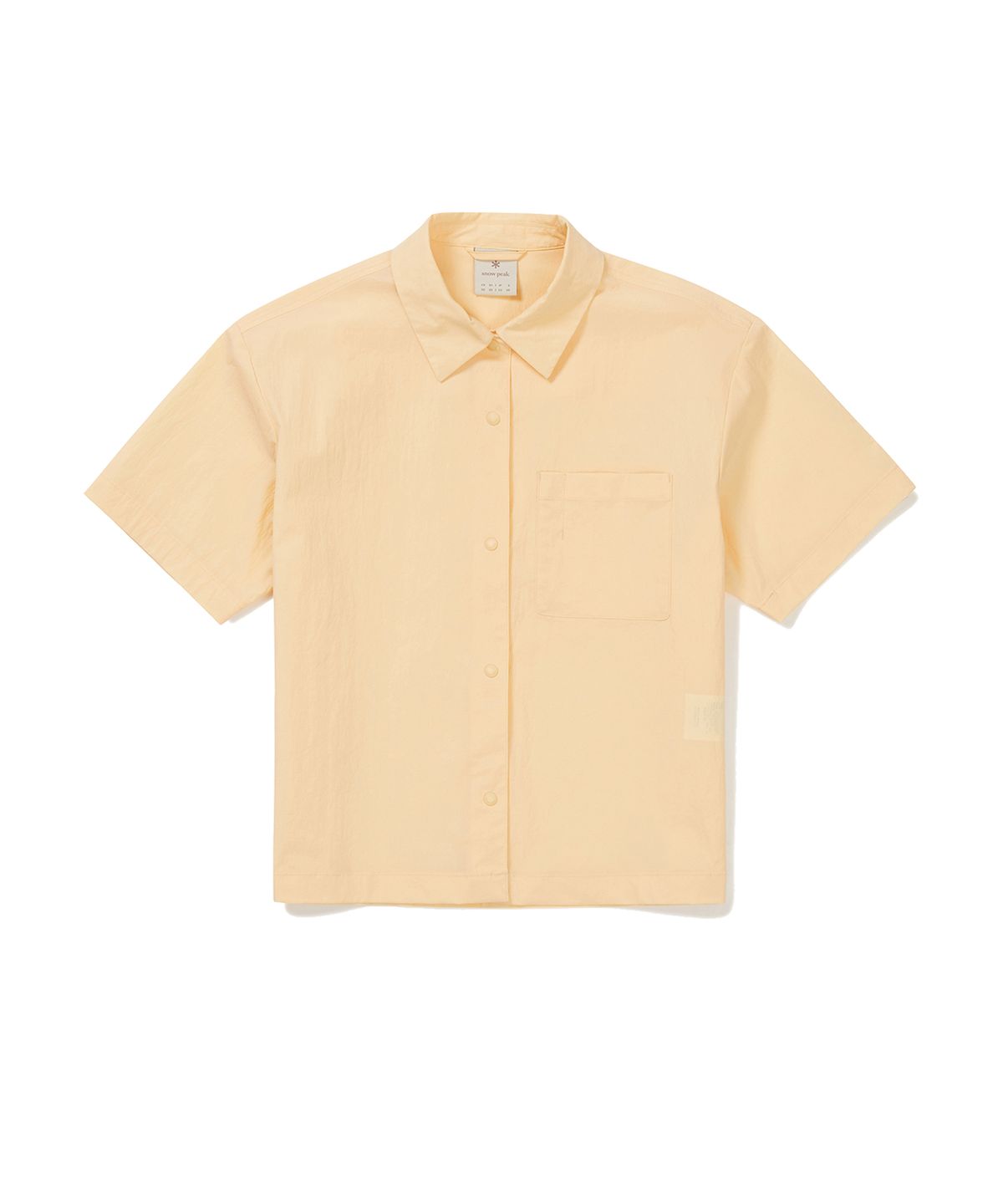 스노우피크 어패럴(SNOWPEAK APPAREL) 루트 여성 세미 크롭 포켓 반팔 셔츠 Luminous Yellow (S24MWRSH61)