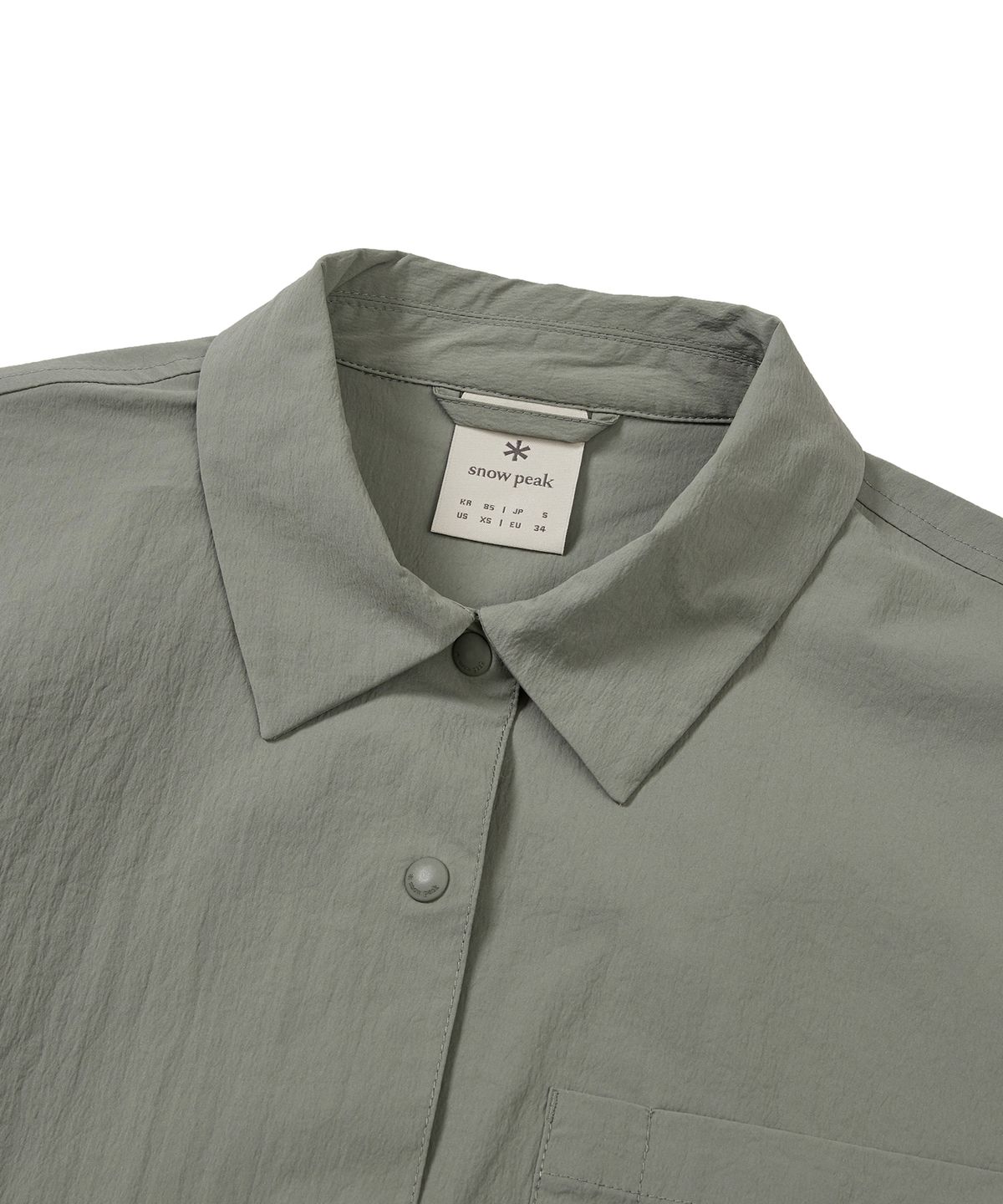 스노우피크 어패럴(SNOWPEAK APPAREL) 루트 여성 세미 크롭 포켓 반팔 셔츠 Light Khaki (S24MWRSH61)