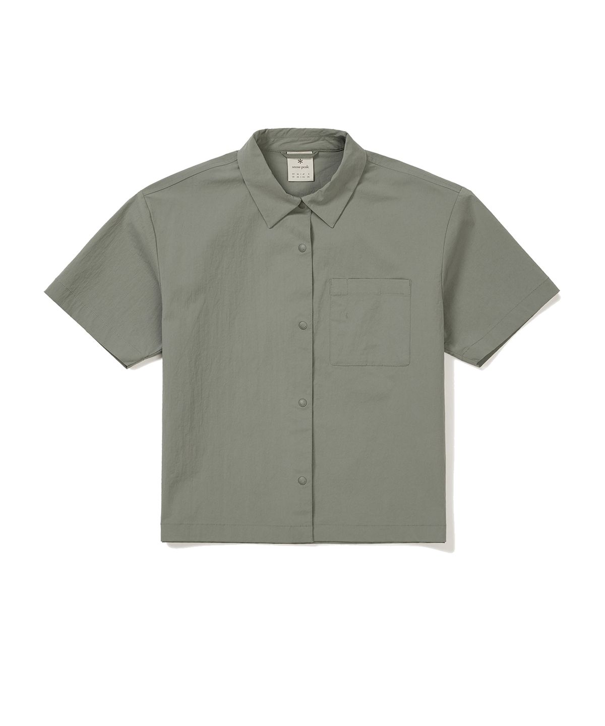 스노우피크 어패럴(SNOWPEAK APPAREL) 루트 여성 세미 크롭 포켓 반팔 셔츠 Light Khaki (S24MWRSH61)