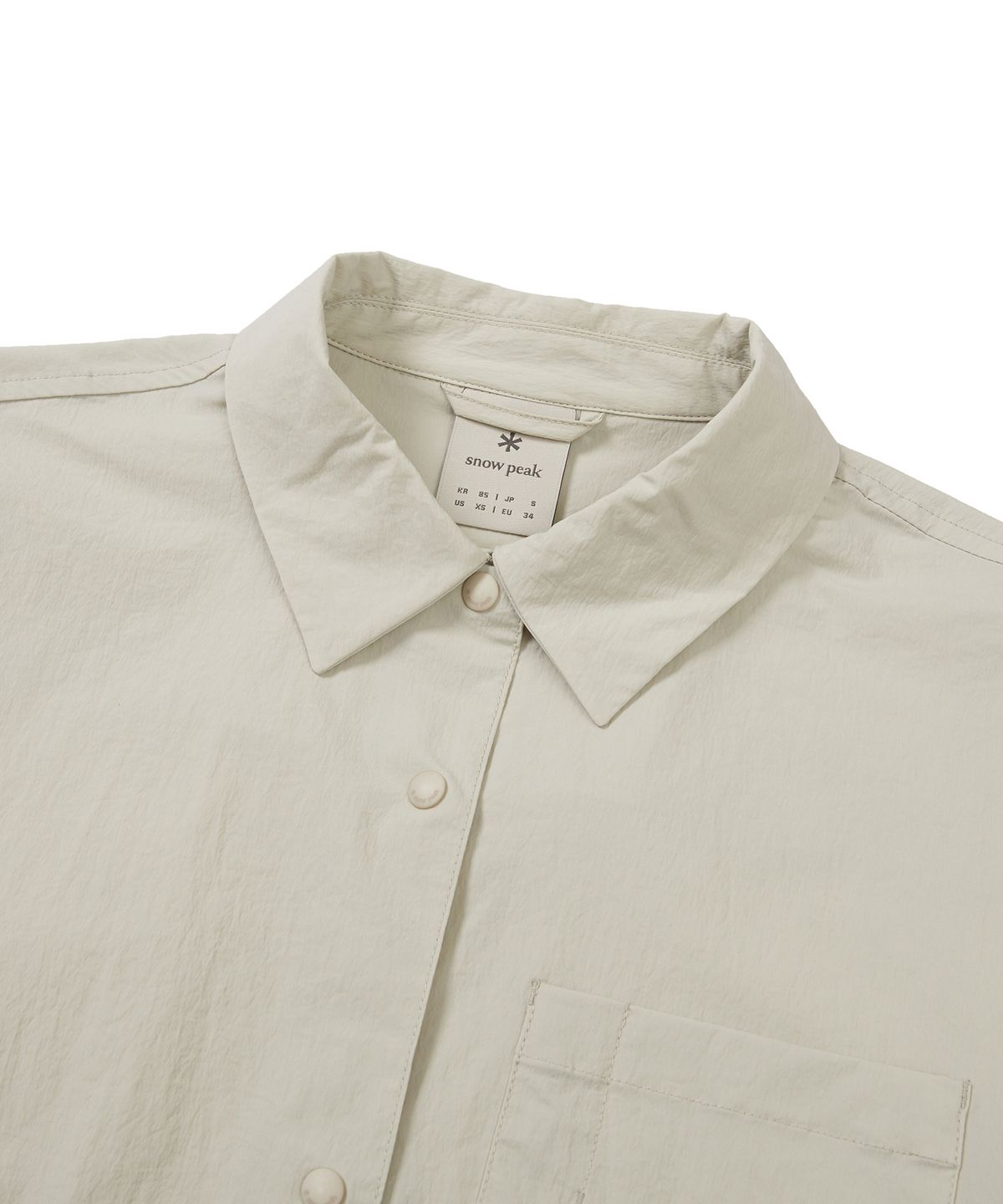스노우피크 어패럴(SNOWPEAK APPAREL) 루트 여성 세미 크롭 포켓 반팔 셔츠 Light Beige (S24MWRSH61)