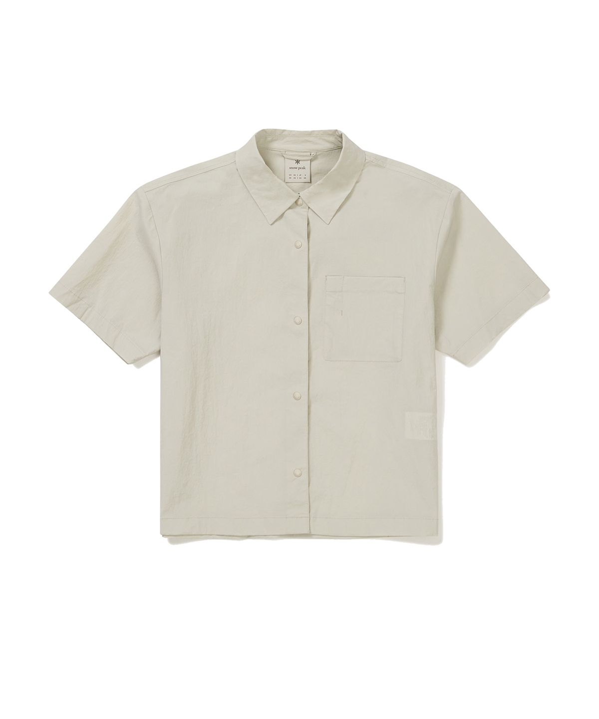 스노우피크 어패럴(SNOWPEAK APPAREL) 루트 여성 세미 크롭 포켓 반팔 셔츠 Light Beige (S24MWRSH61)