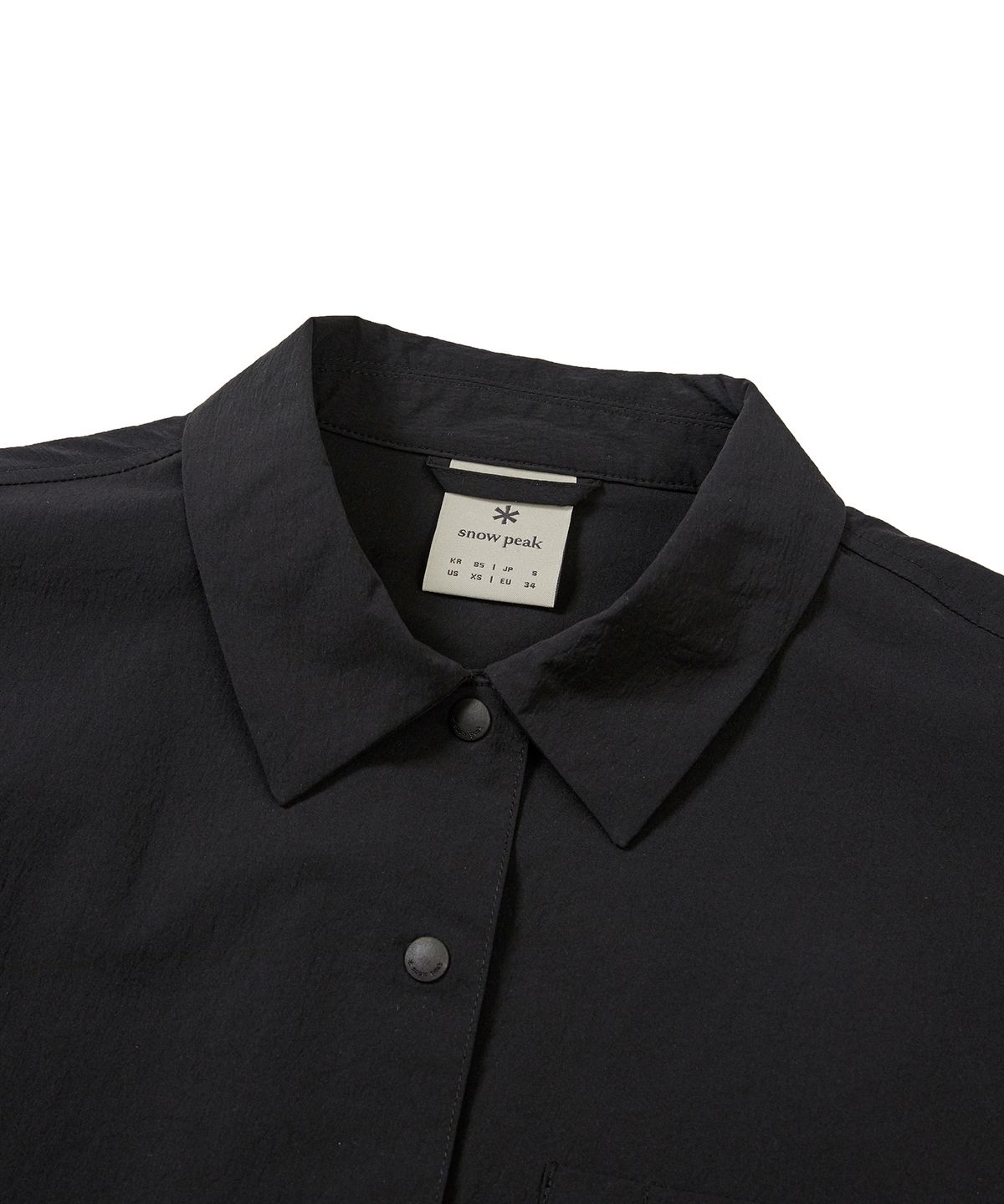 스노우피크 어패럴(SNOWPEAK APPAREL) 루트 여성 세미 크롭 포켓 반팔 셔츠 Black (S24MWRSH61)