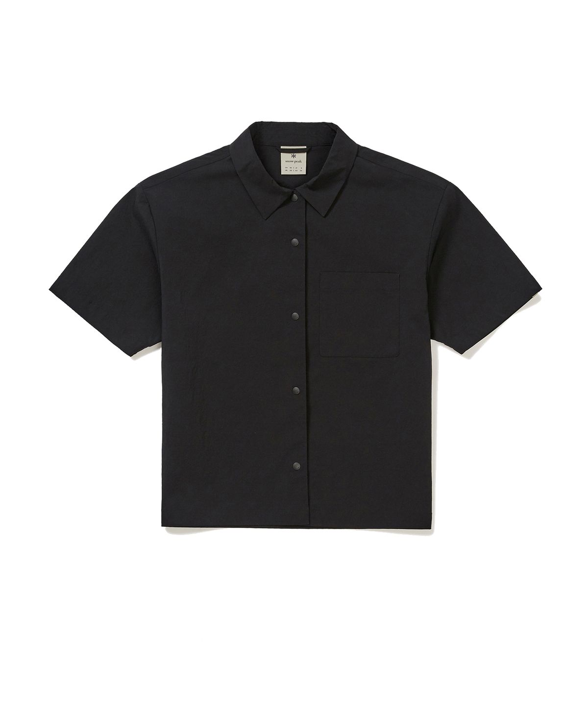 스노우피크 어패럴(SNOWPEAK APPAREL) 루트 여성 세미 크롭 포켓 반팔 셔츠 Black (S24MWRSH61)