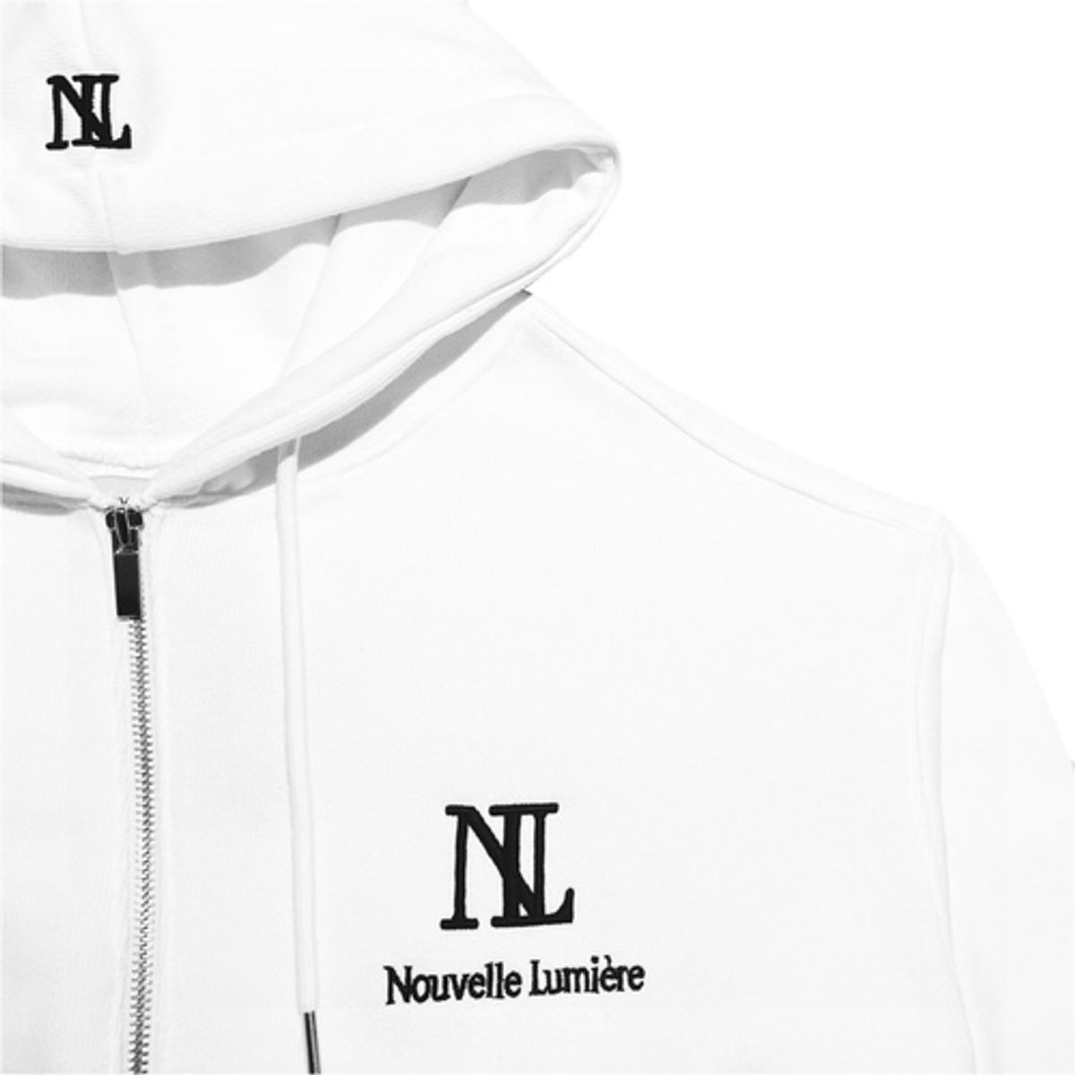 누벨르미에르(NOUVELLE LUMIERE) 시그니처 화이트 후드집업 화이트와펜