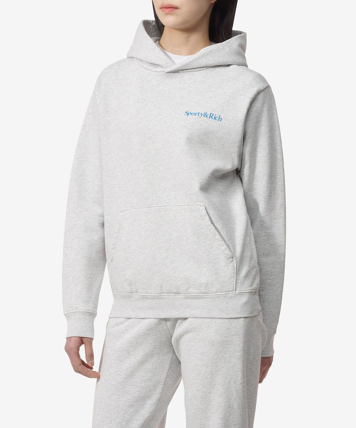 스포티앤리치(SPORTY&RICH) 헬스 앤 웰니스 로고 프린트 후드 - 헤더 그레이 / HOAW235HG