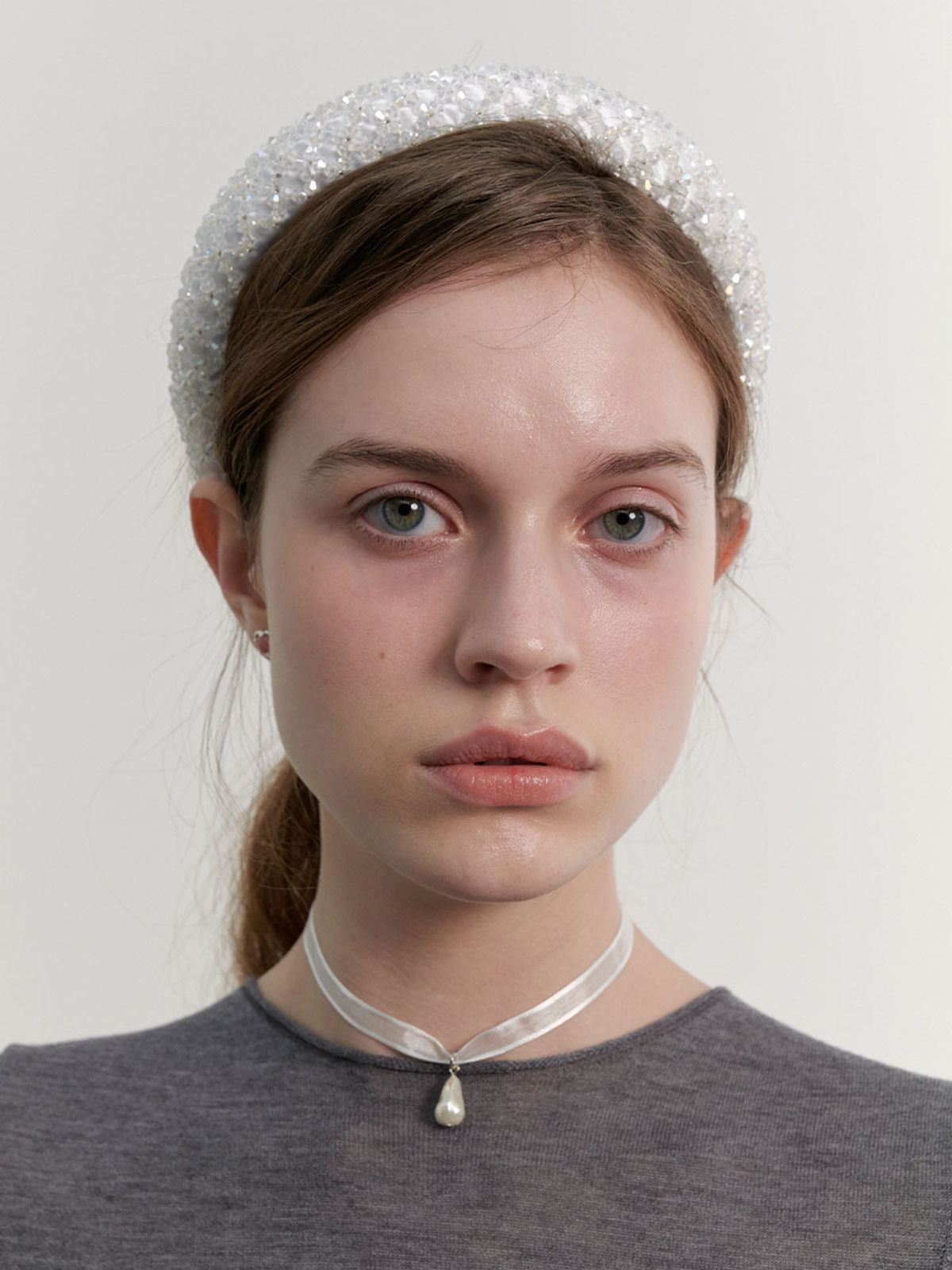 러브미몬스터(LOVE ME MONSTER) Pearl Charm Sheer Ribbon Choker (L241MNK040)