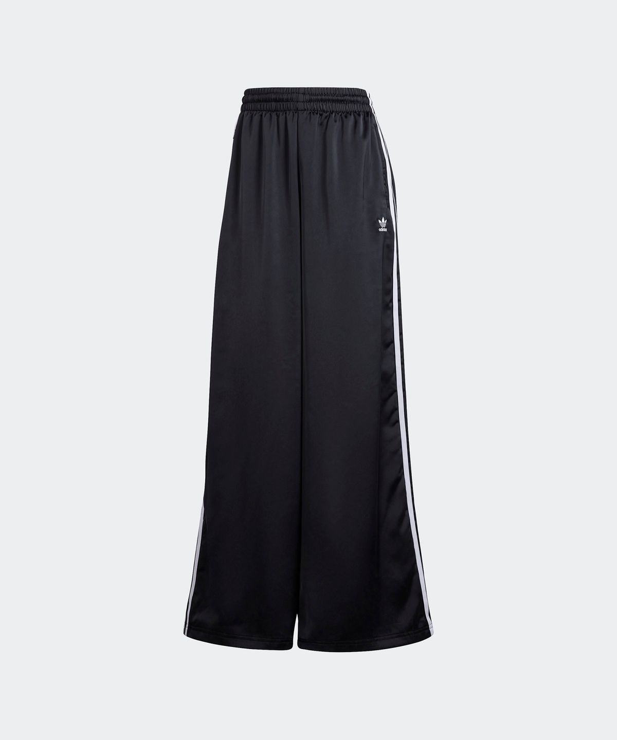 아디다스(ADIDAS) 새틴 와이드 레그 트랙 팬츠 - 블랙:화이트 / IU2520