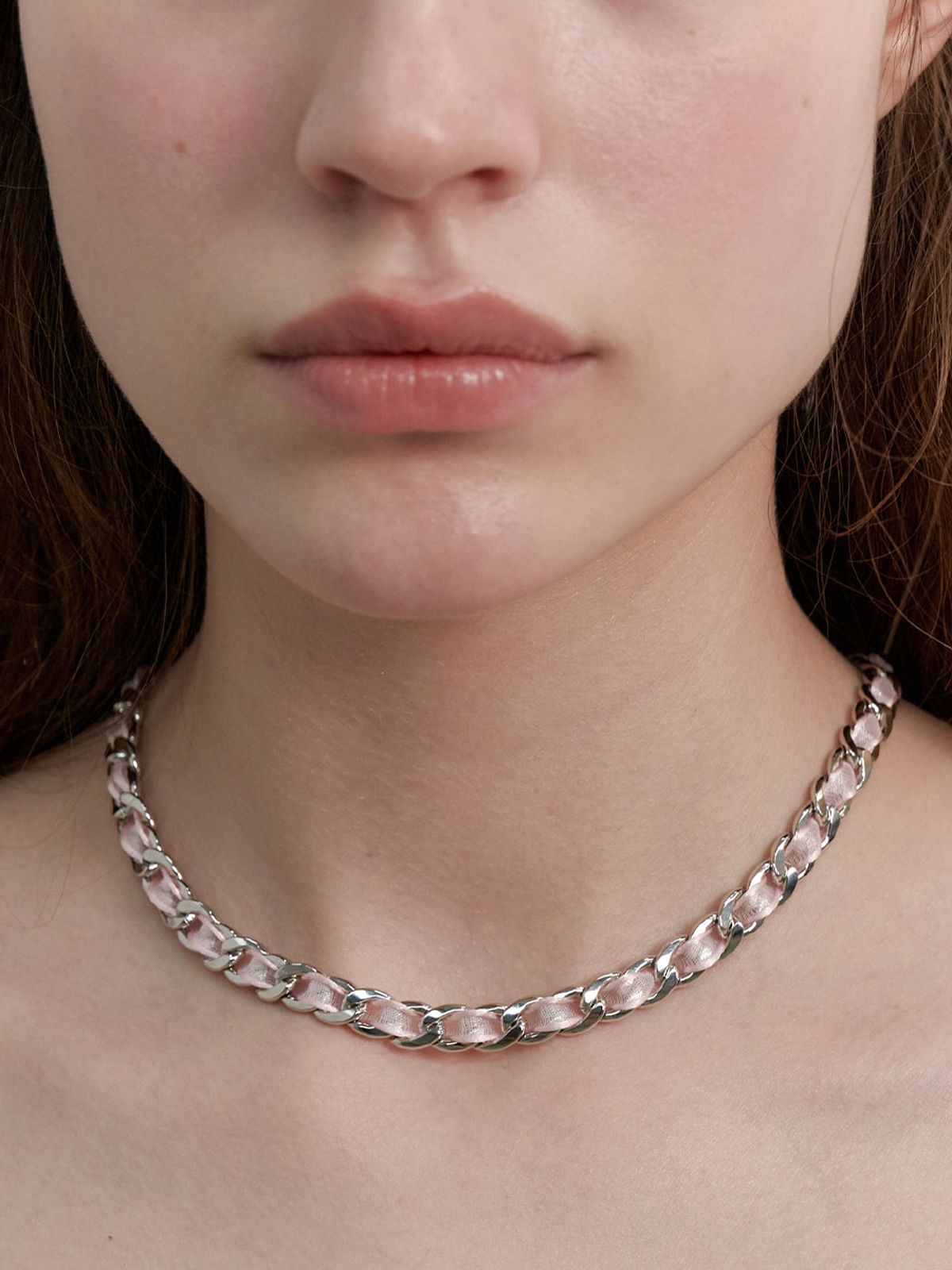 러브미몬스터(LOVE ME MONSTER) Sheer Long Ribbon Chain Necklace (L241MNK080)