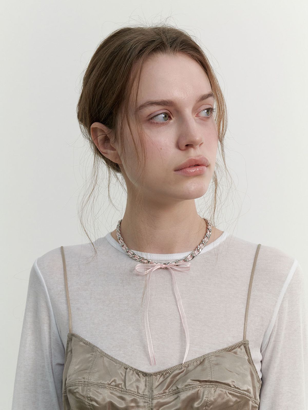 러브미몬스터(LOVE ME MONSTER) Bebe Sheer Ribbon Chain Necklace (L241MNK090)