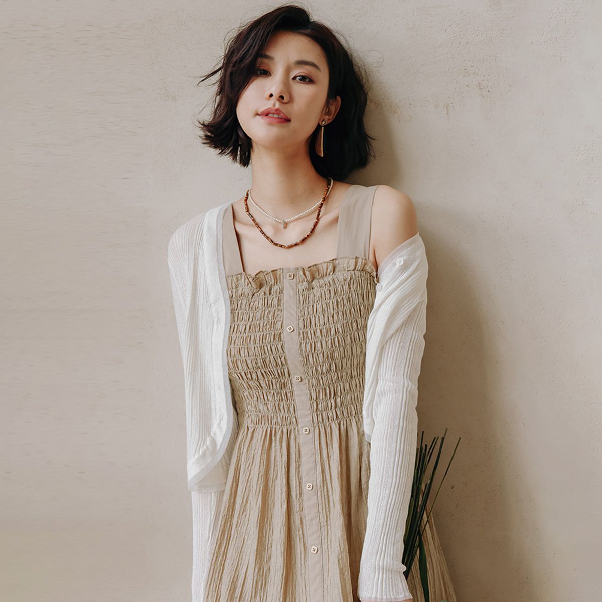 랭썬(LANGSON) LS_Wrinkle white cardigan