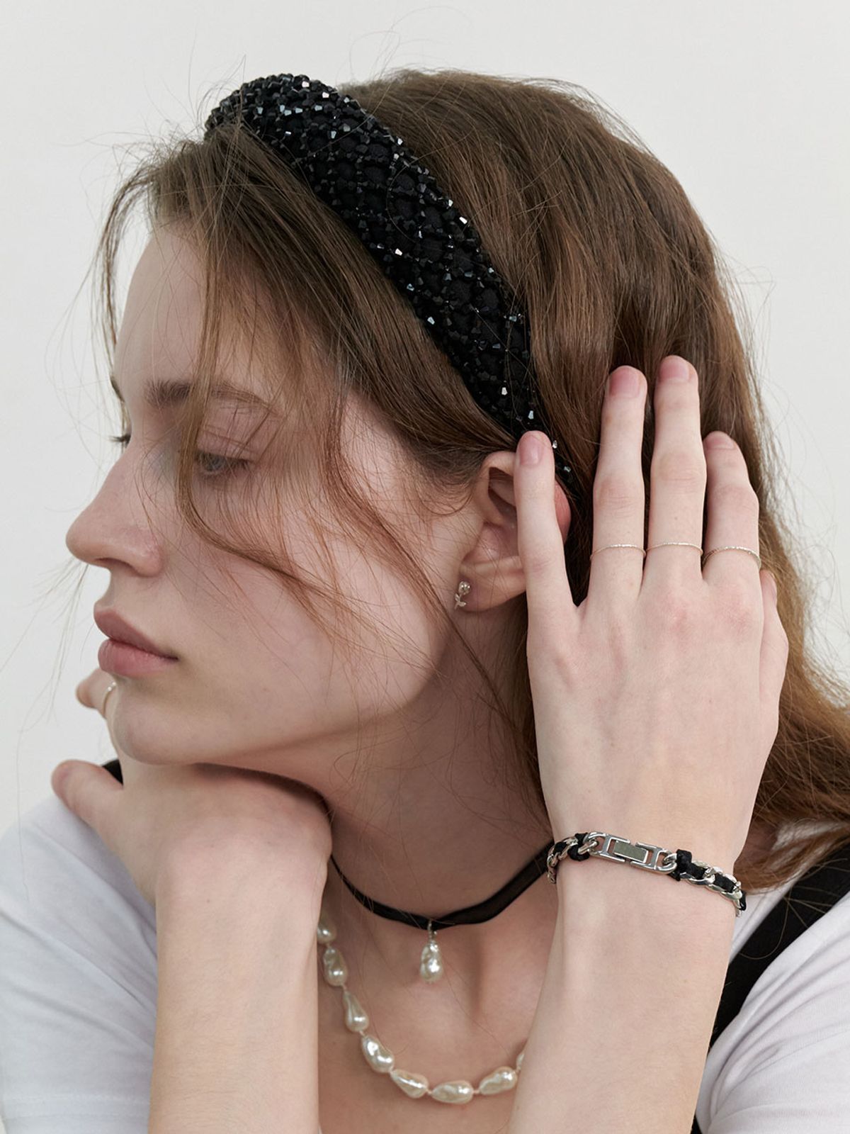 러브미몬스터(LOVE ME MONSTER) Sheer Ribbon Chain Bracelet (L241MBC040)