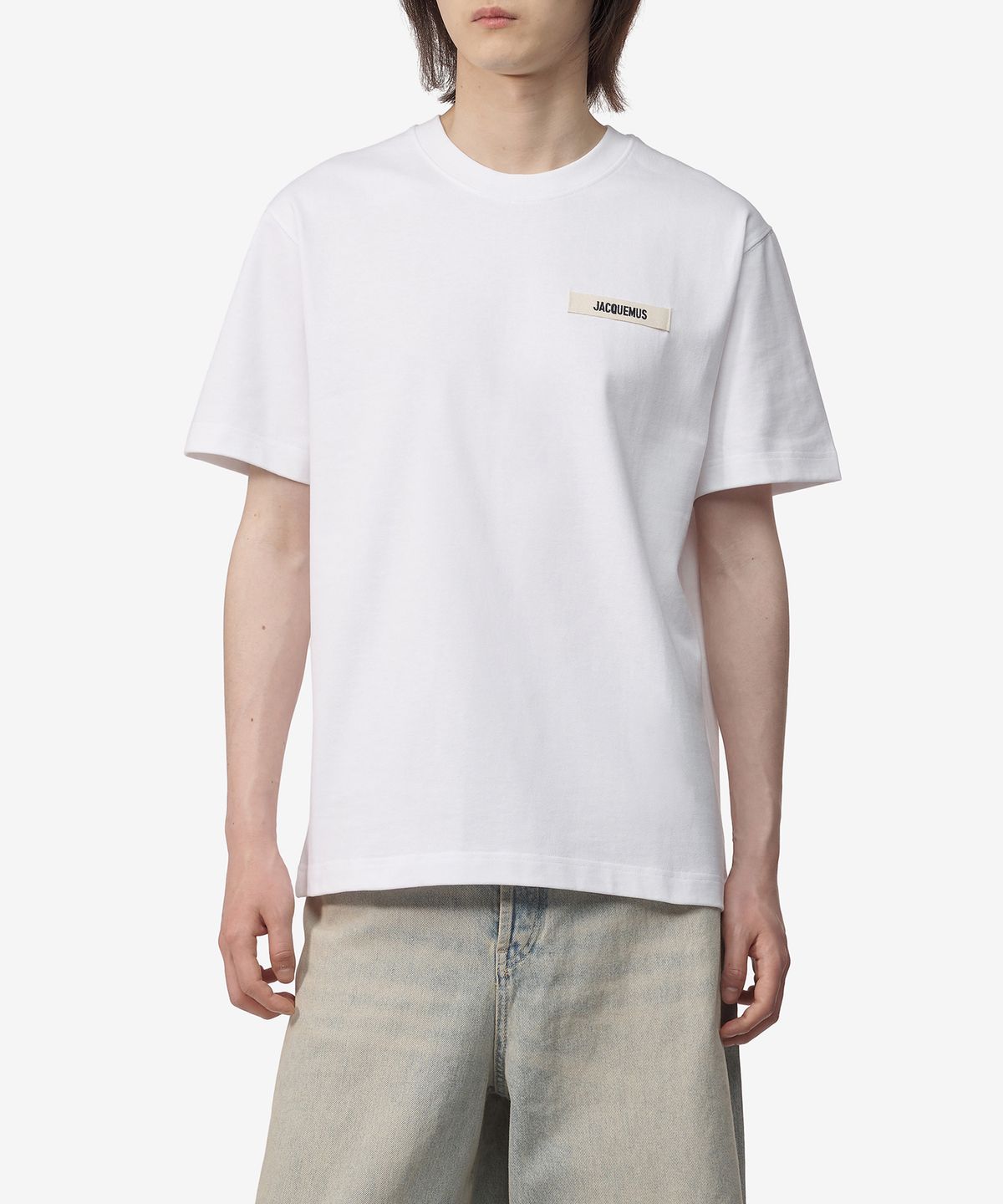 자크뮈스(JACQUEMUS) 남성 르 티셔츠 그로스 그레인 반소매 티셔츠 - 화이트 / 245JS2082125100