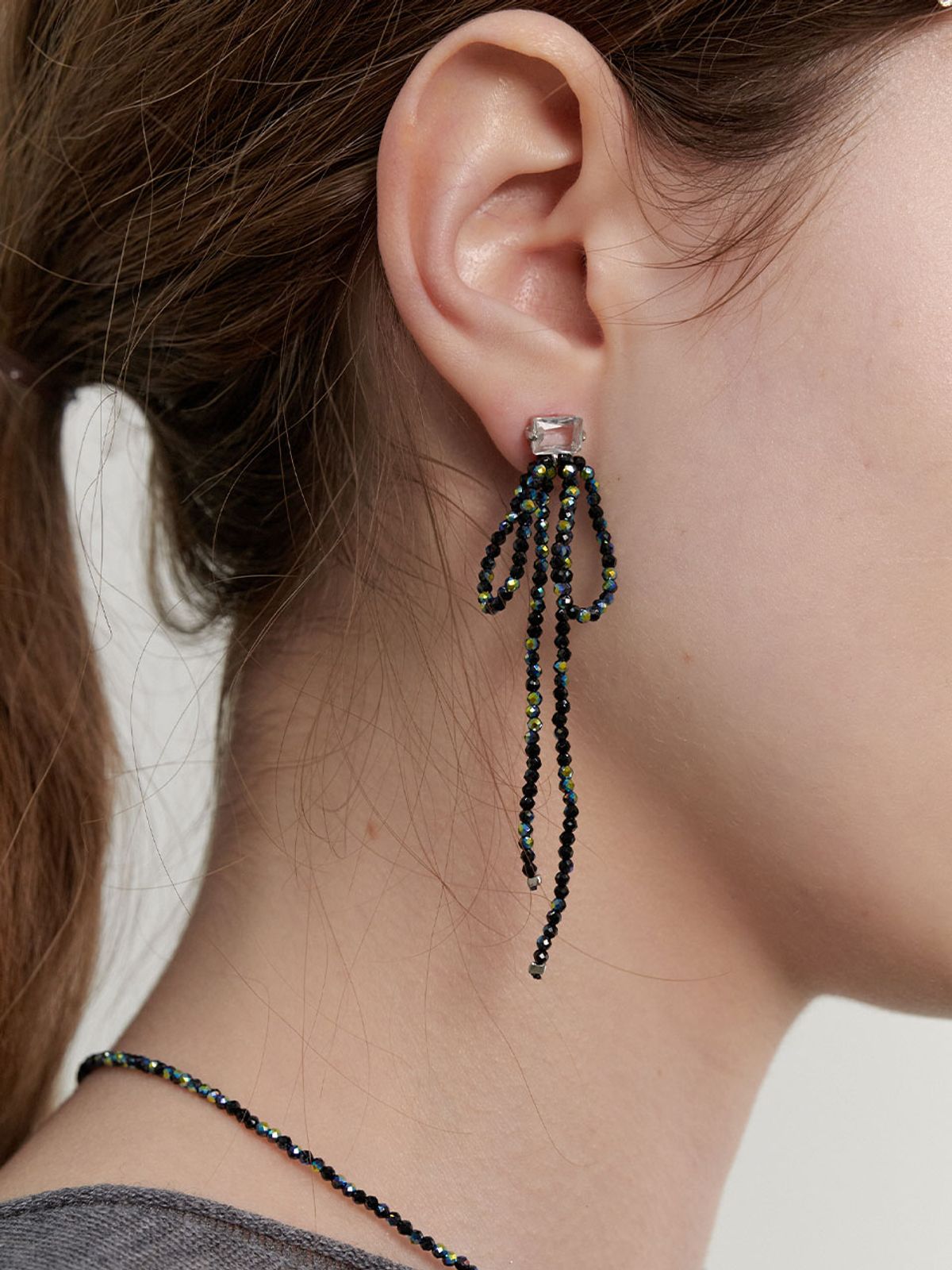 러브미몬스터(LOVE ME MONSTER) Shining Beads Ribbon Earrings (L241MER030)