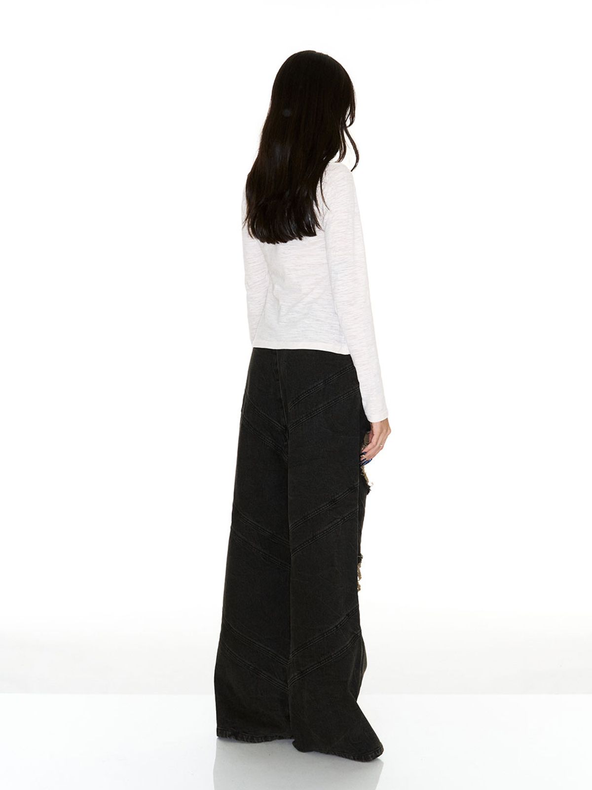 쎄쎄쎄(SETSETSET) SLIT SNAP T-SHIRT IVORY