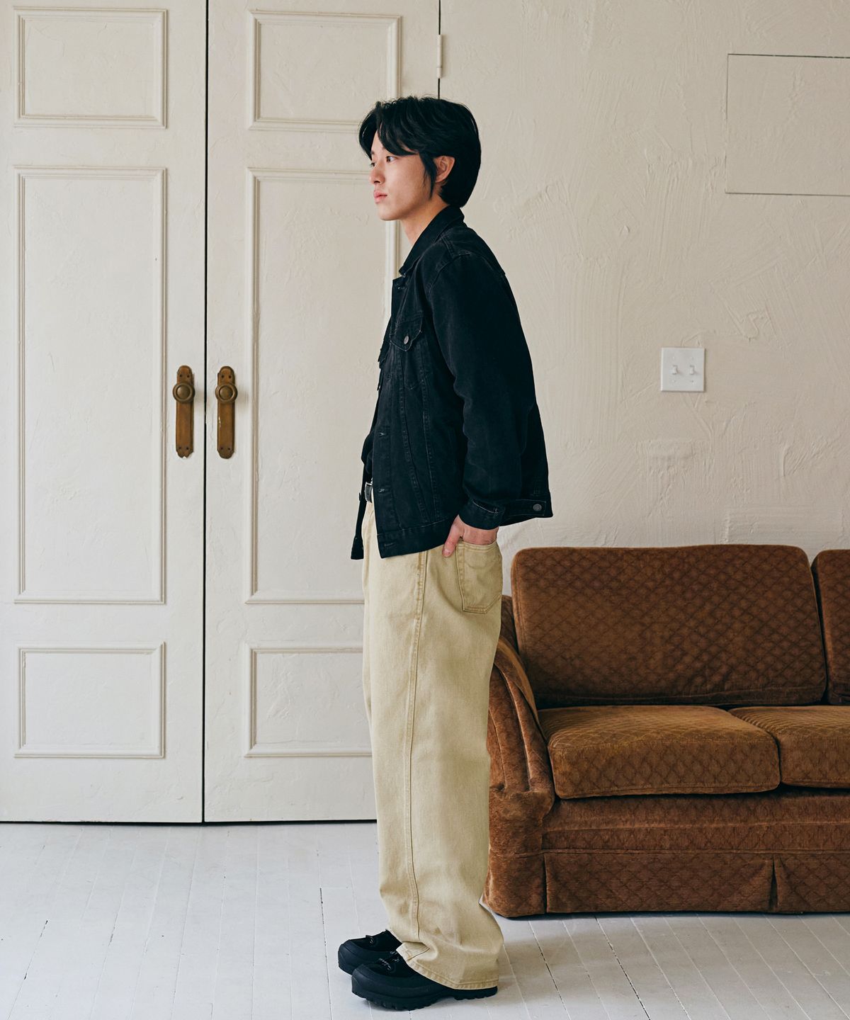 덴메이드(DENMADE) DEN06391 Beige Fade Out Pants [curved extra wide fit]